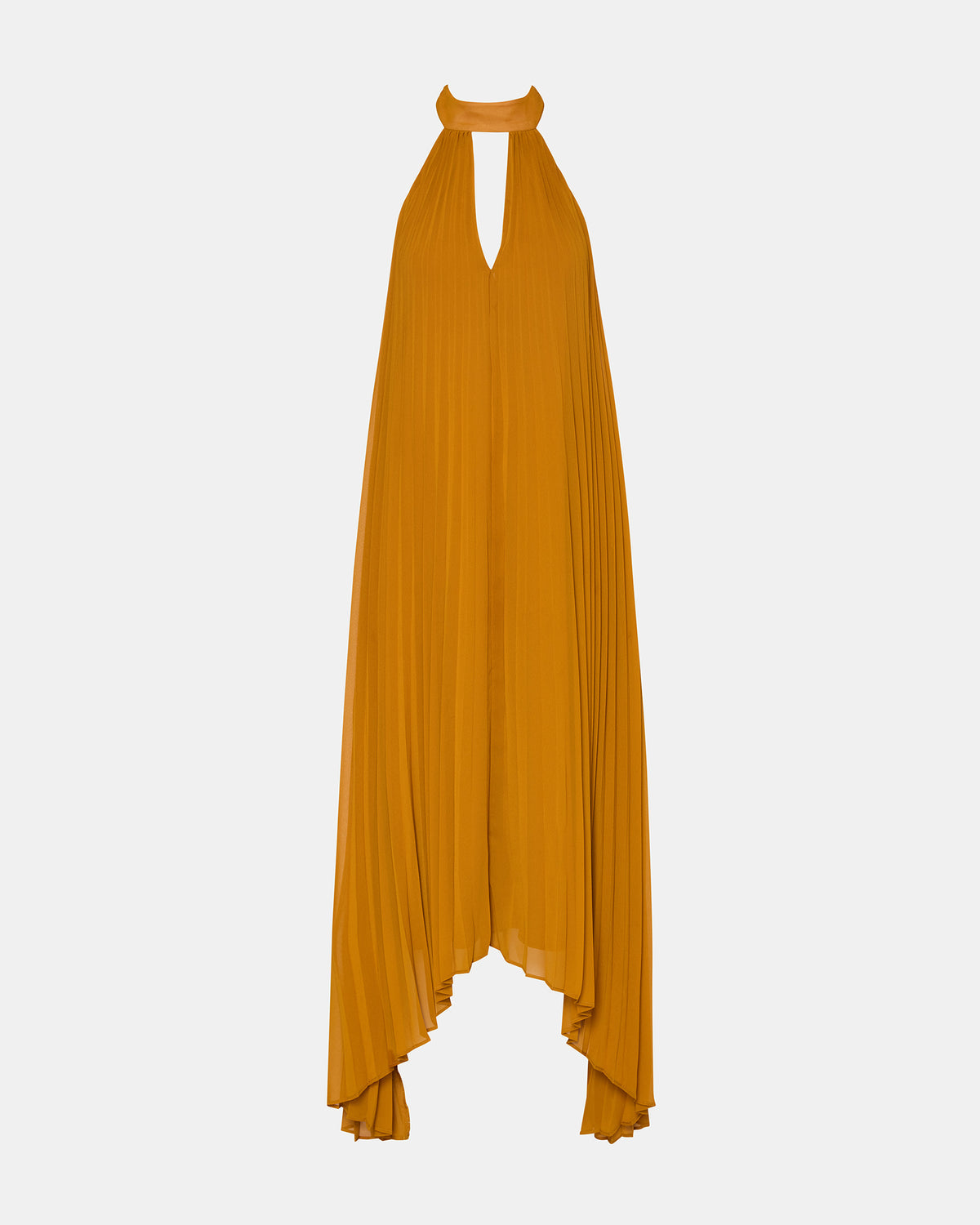 MARAYA Tuscan Gold Flowy Halter Women's Maxi Dress