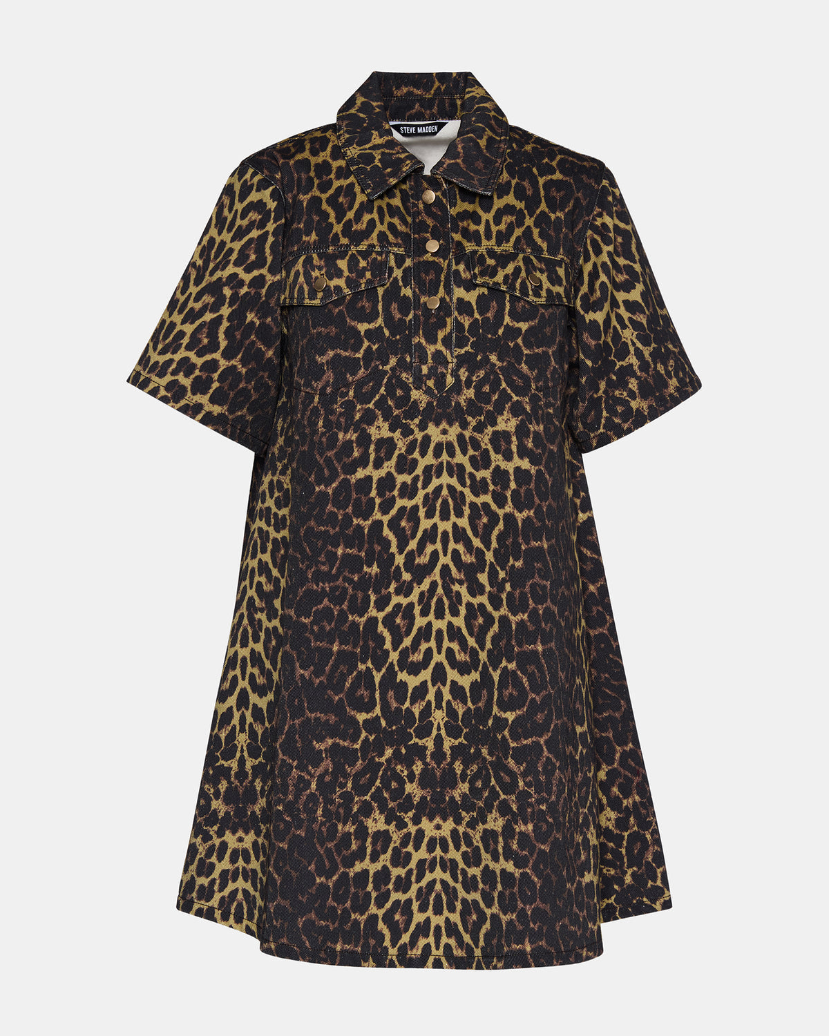 FREDDY Hot Spots Print Short-Sleeved Denim Button-Up Mini Women's Dress