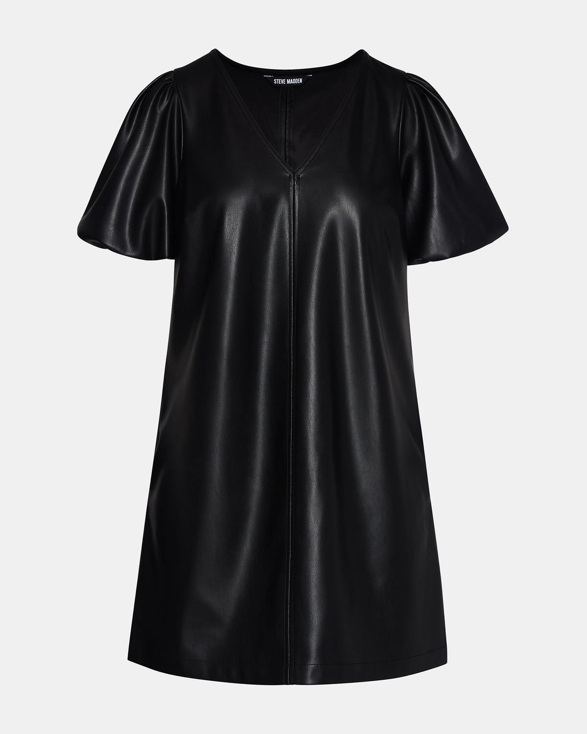 TILLY Black Short-Sleeved Faux Leather Women's Dress