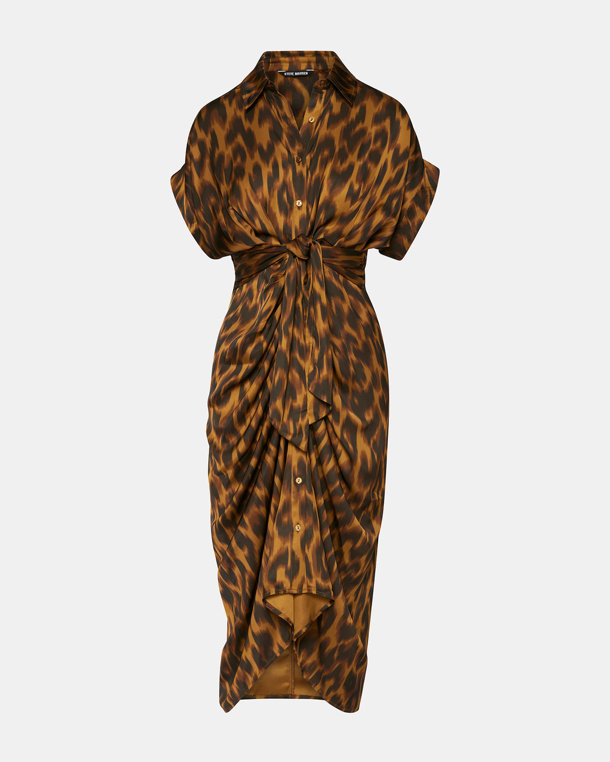 TORI Leopard Button Up Collared Midi Dress