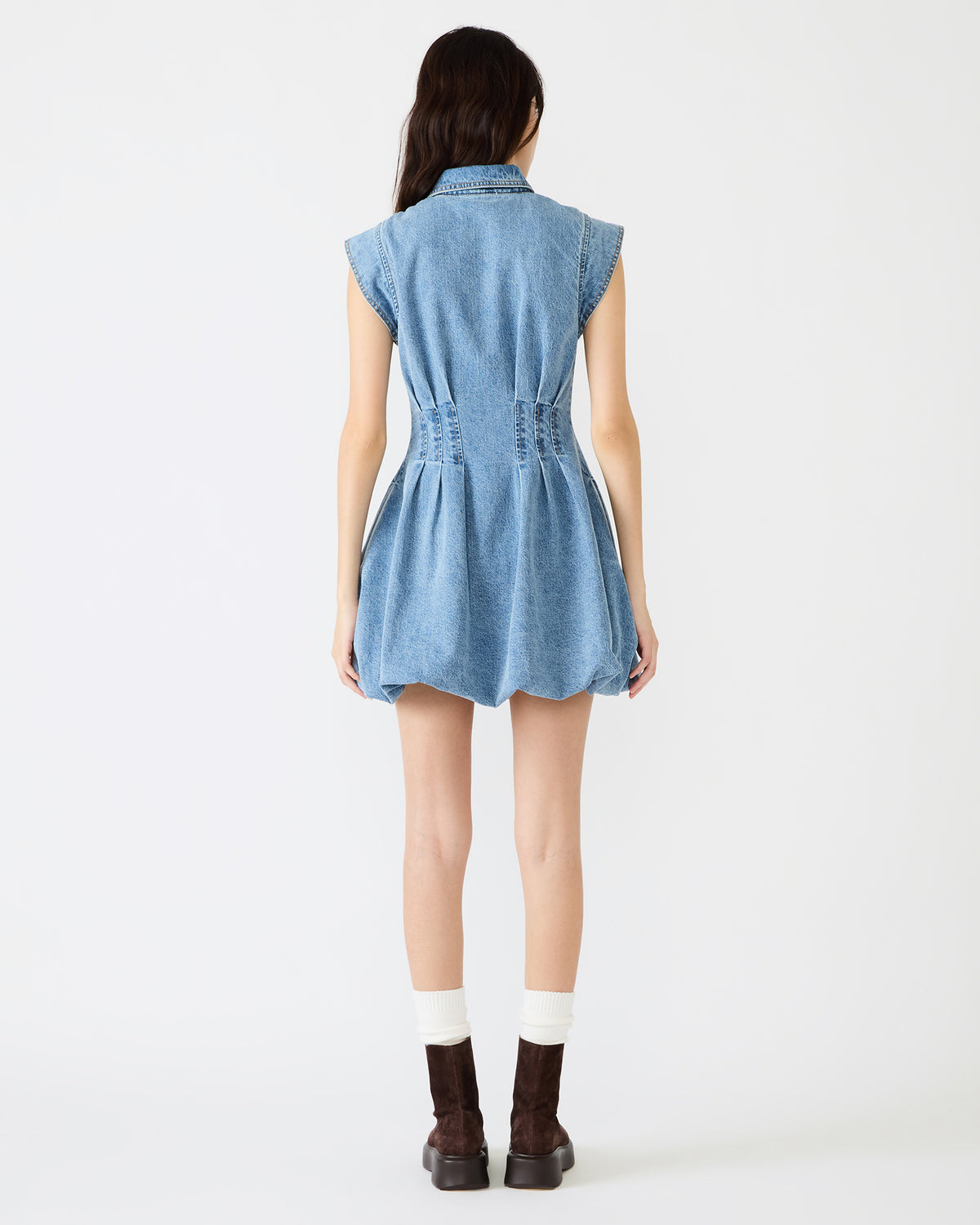 DYANNE Forever Blue Women's Zip-Front Bubble-Hem Dress