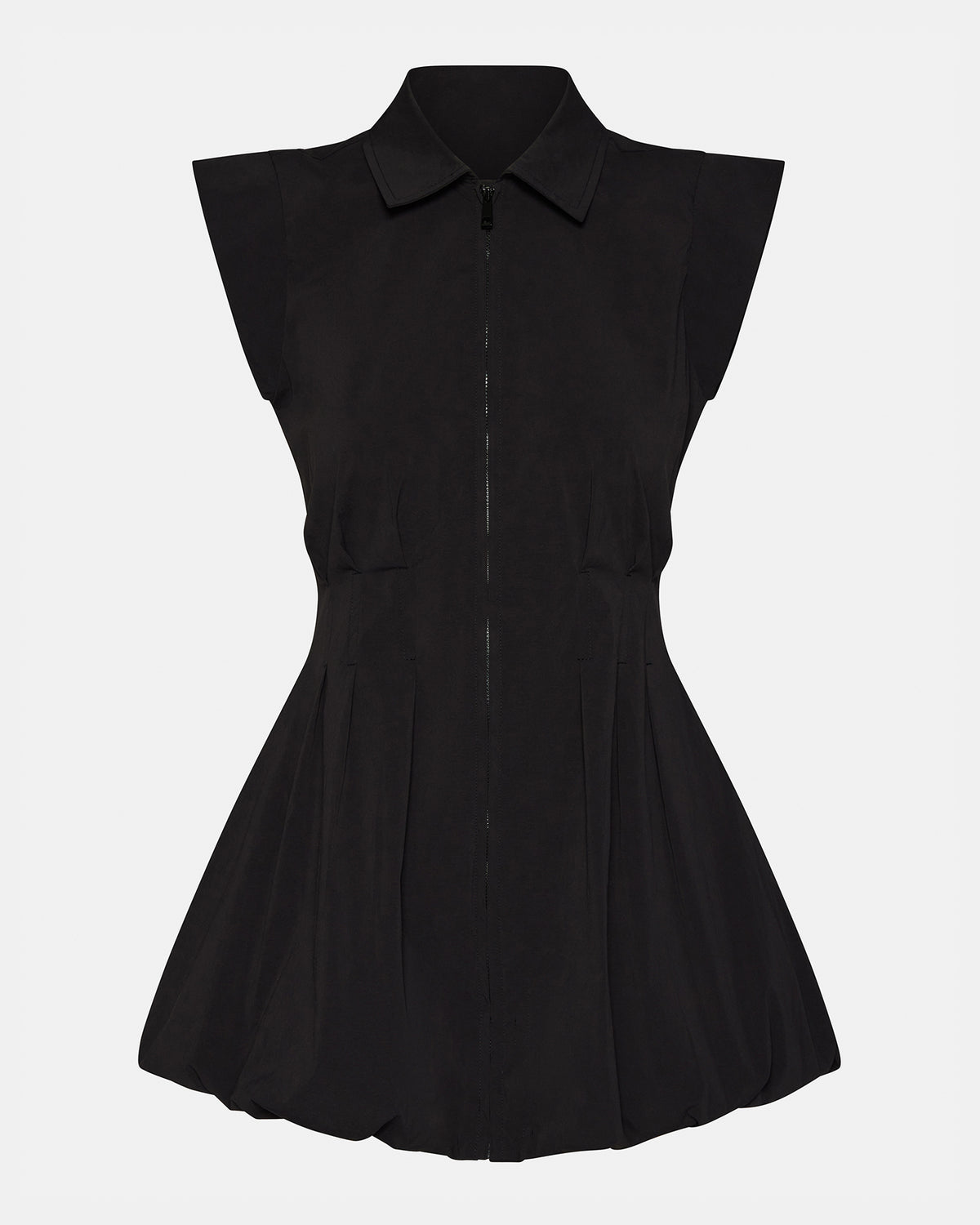 DYANNE Black Women's Zip-Front Bubble-Hem Dress