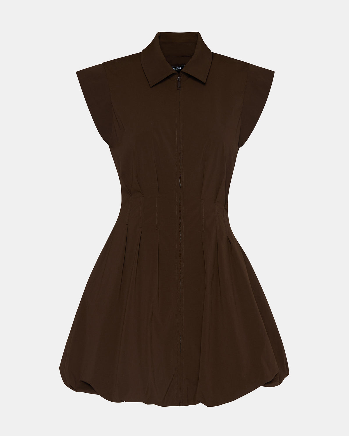 DYANNE Dark Espresso Women's Zip-Front Bubble-Hem Dress