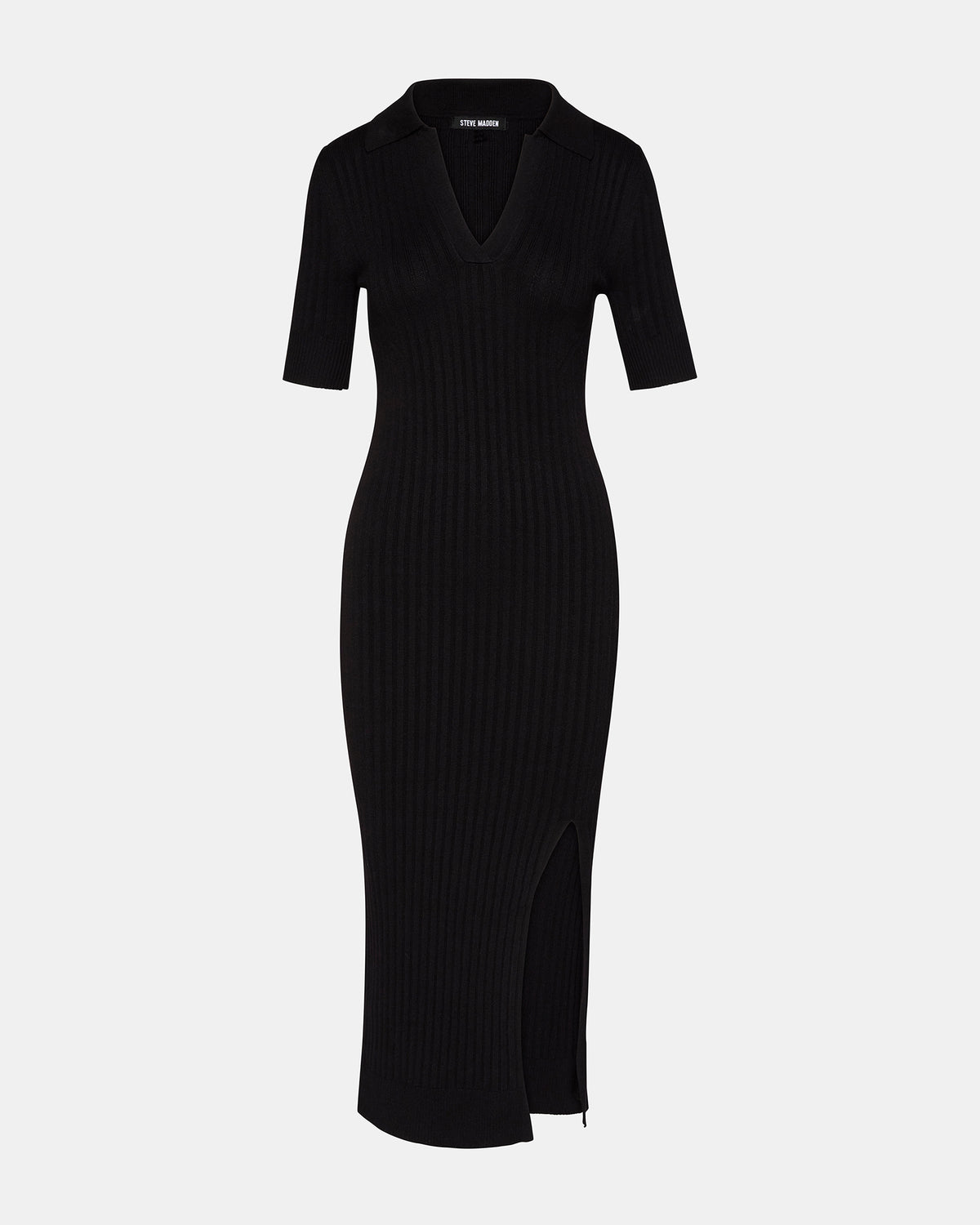 LINDY Dress Black | Collared Midi Dress