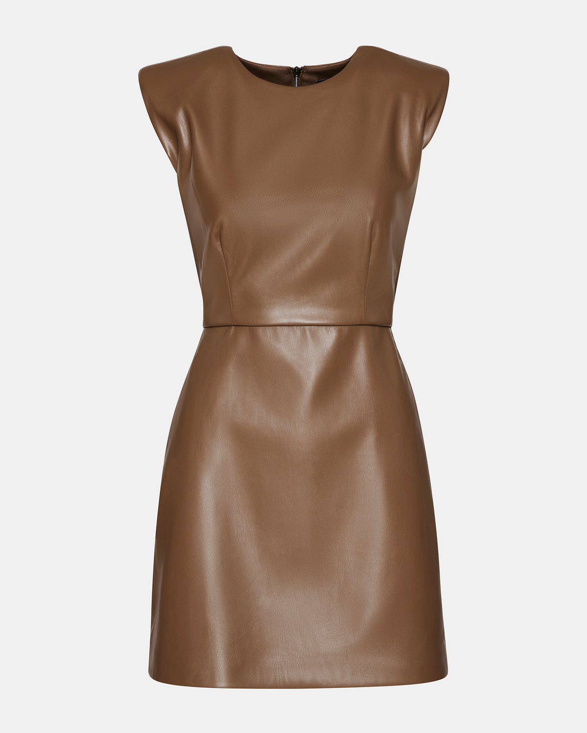 BELEN Brown Women's Shoulder Pad Mini Dress