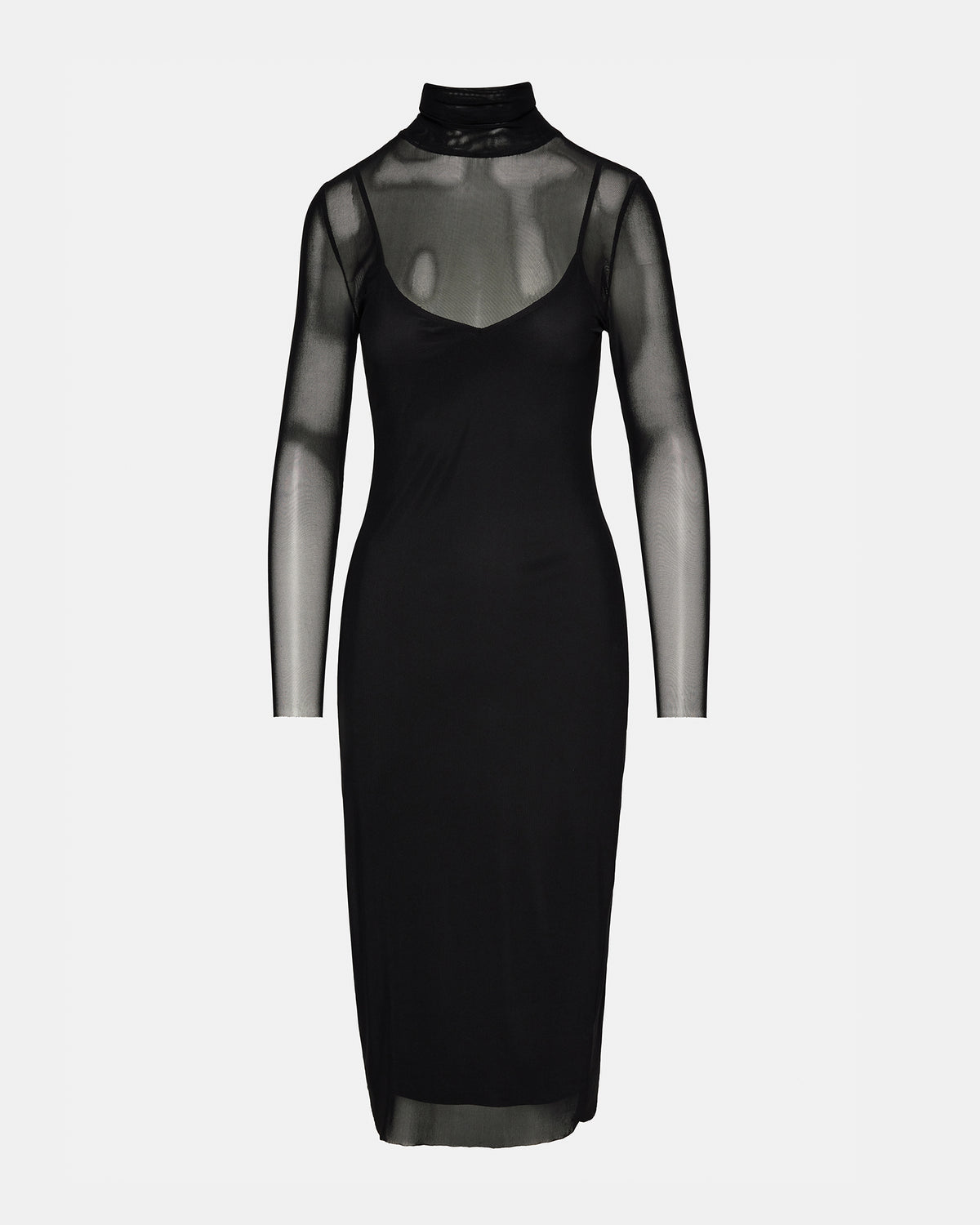 VIVIENNE Black Women's Mock Neck Midi Dress