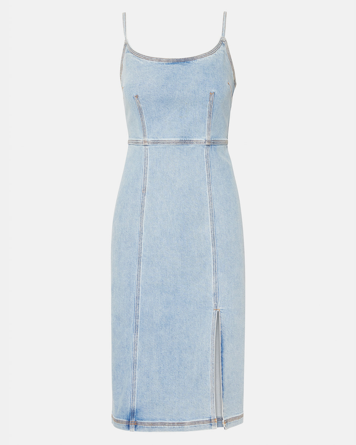GISELLE Denim Midi Women's Dress with Slit