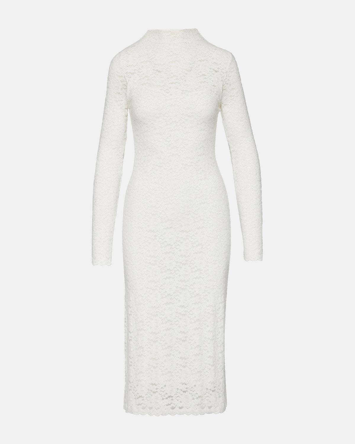 VIVIENNE Ivory Lace Women's Mock Neck Midi Dress