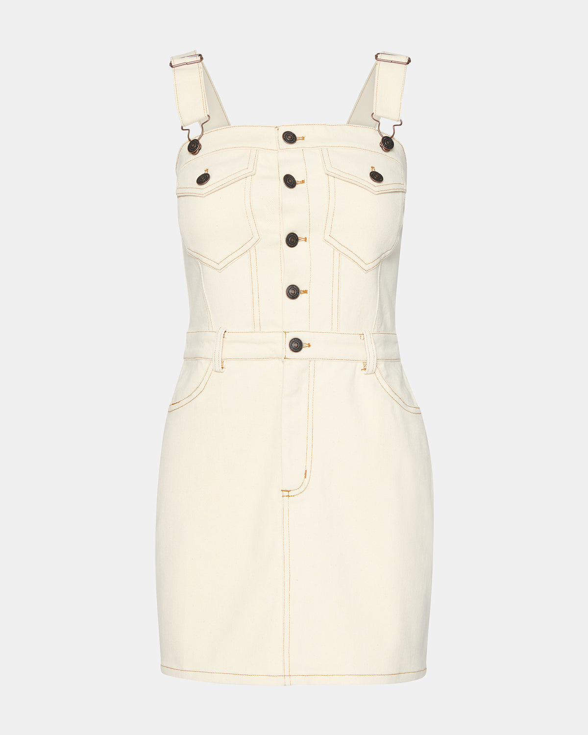 LAKE Cream Women's Button-Up Overall Mini Dress