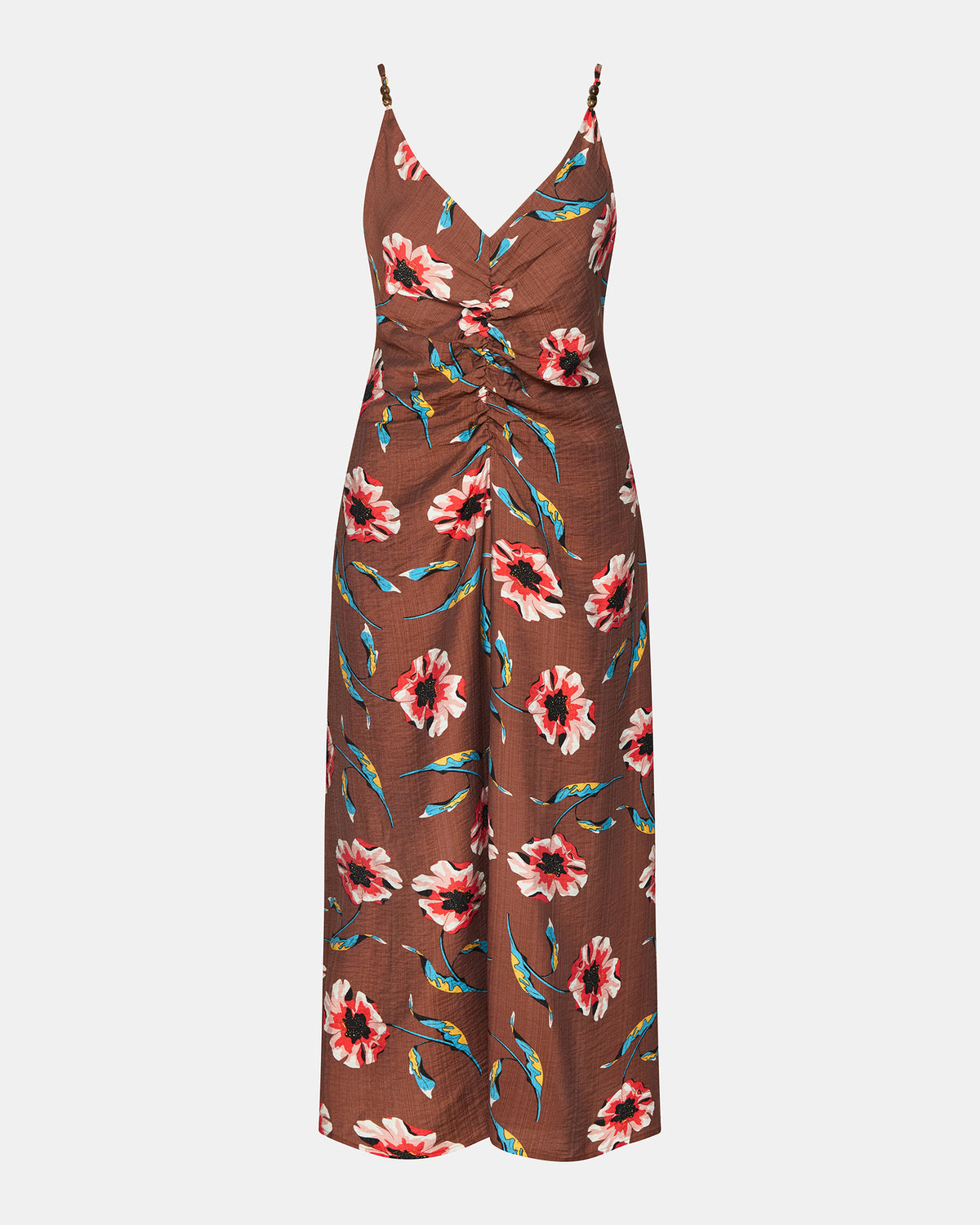 MONROE Brown Floral Print Flowy Maxi Dress