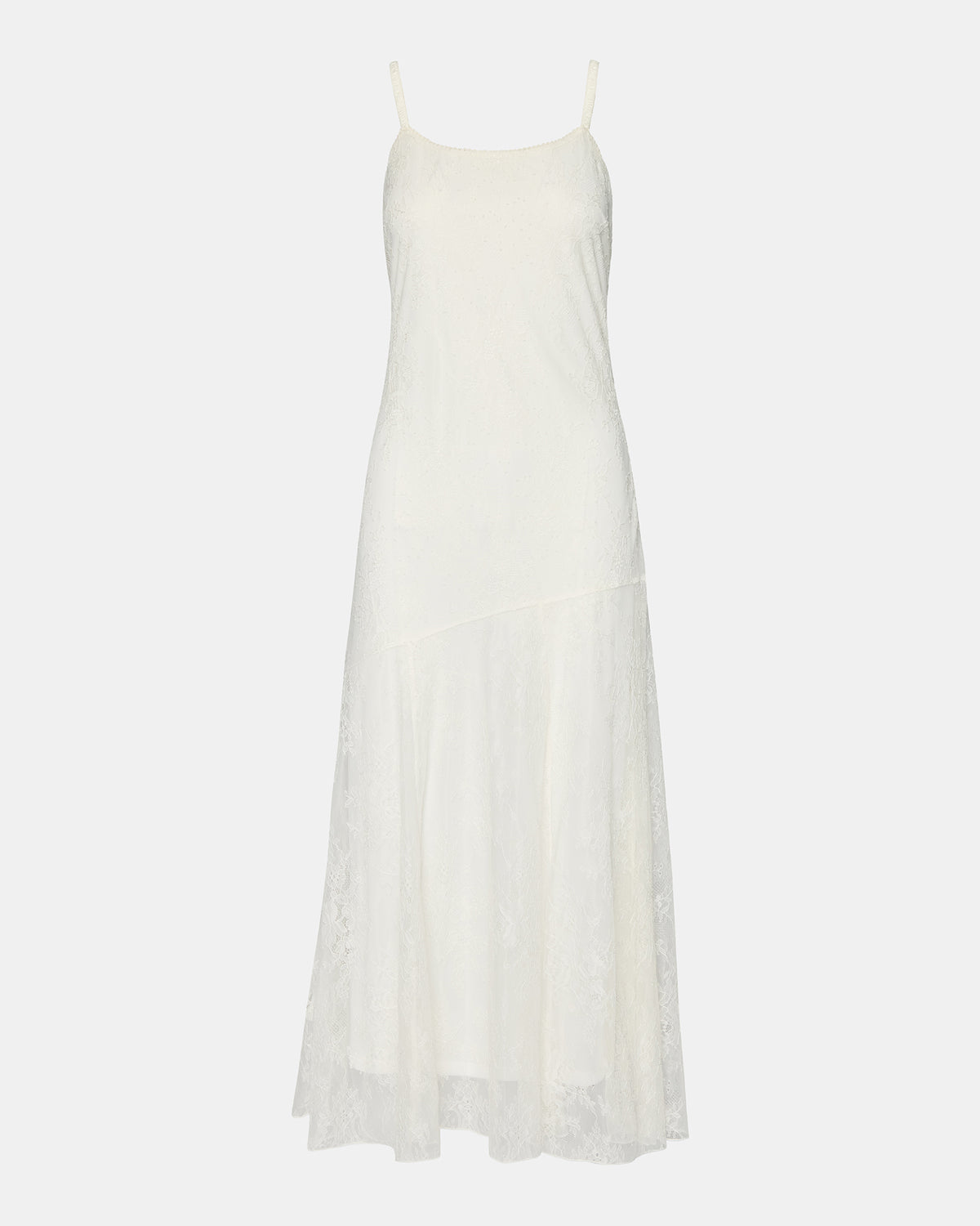 VEERA White Maxi Lace Flowy Women's Dress
