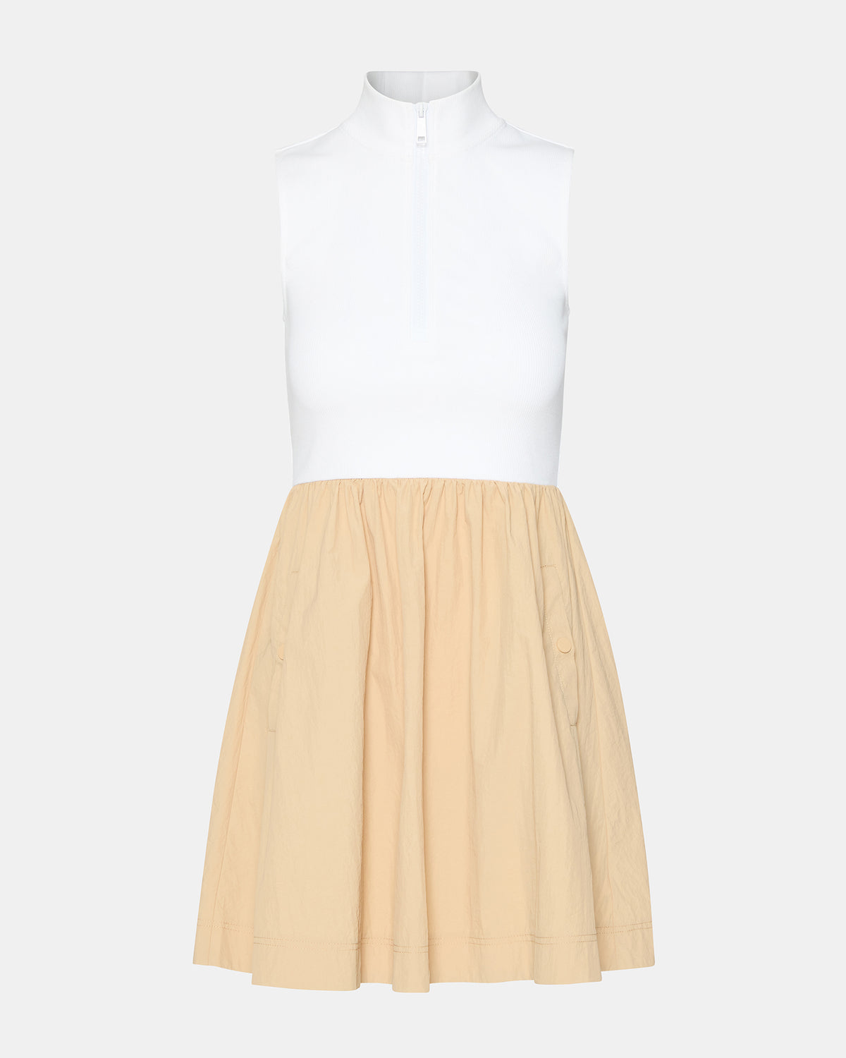 LYON Taupe Women's Collared Sleeveless Flowy Dress