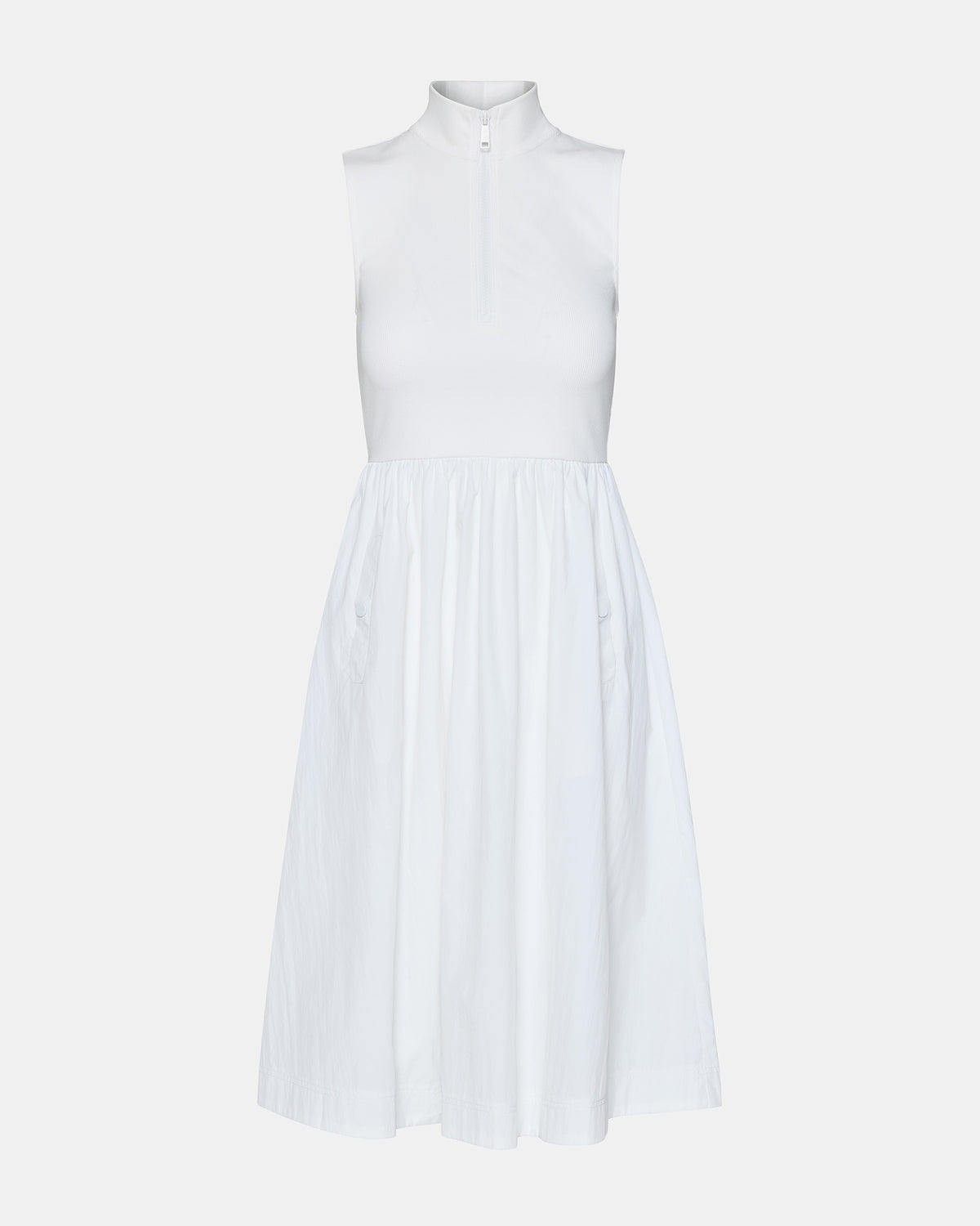 BERLIN White Women's Mock Neck Midi Dress