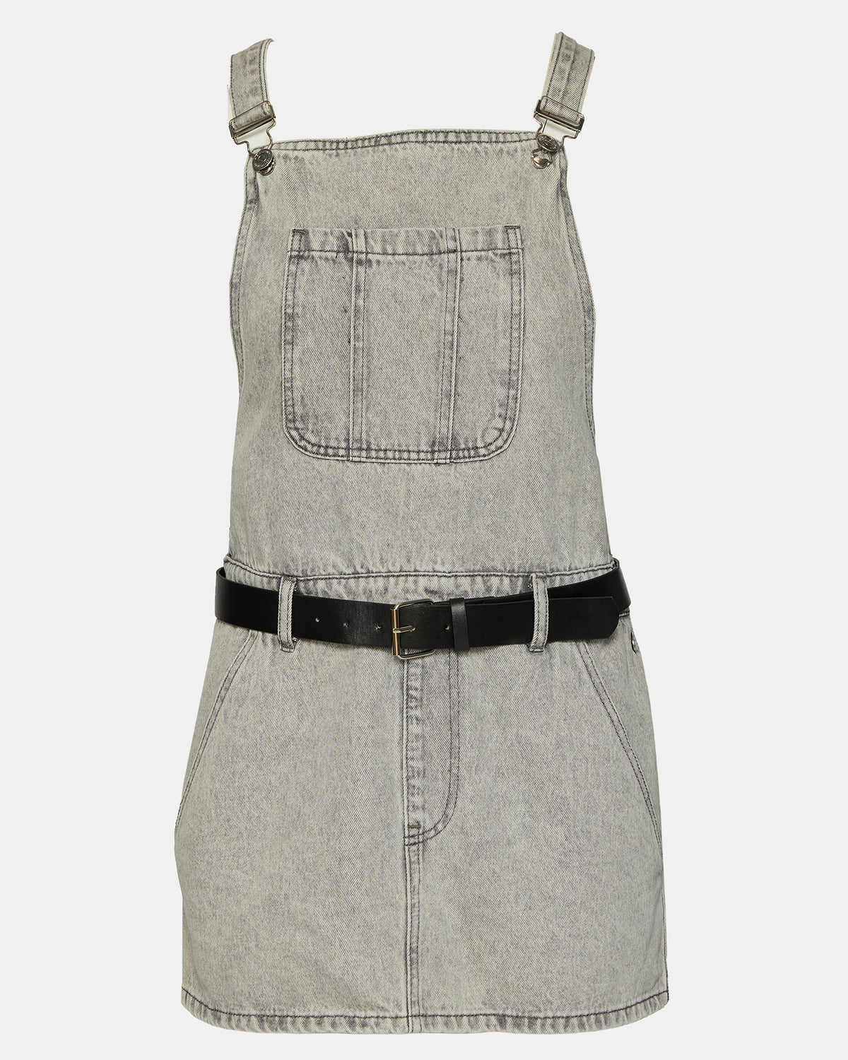 TAMIA Dress Light Grey | Women's Overall Denim Mini Dress