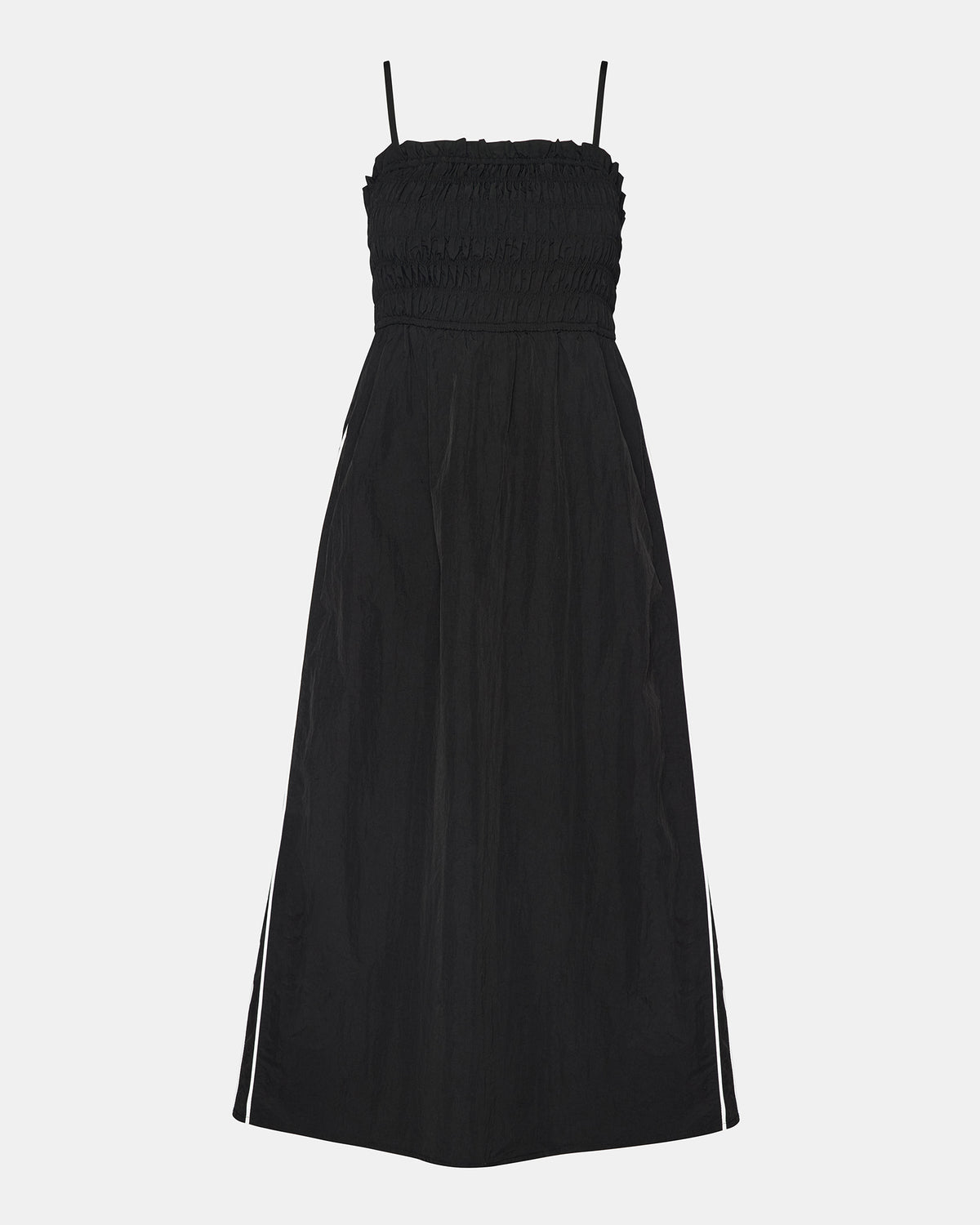 KIT Dress Black/White Flowy Smocked Striped Maxi Dress
