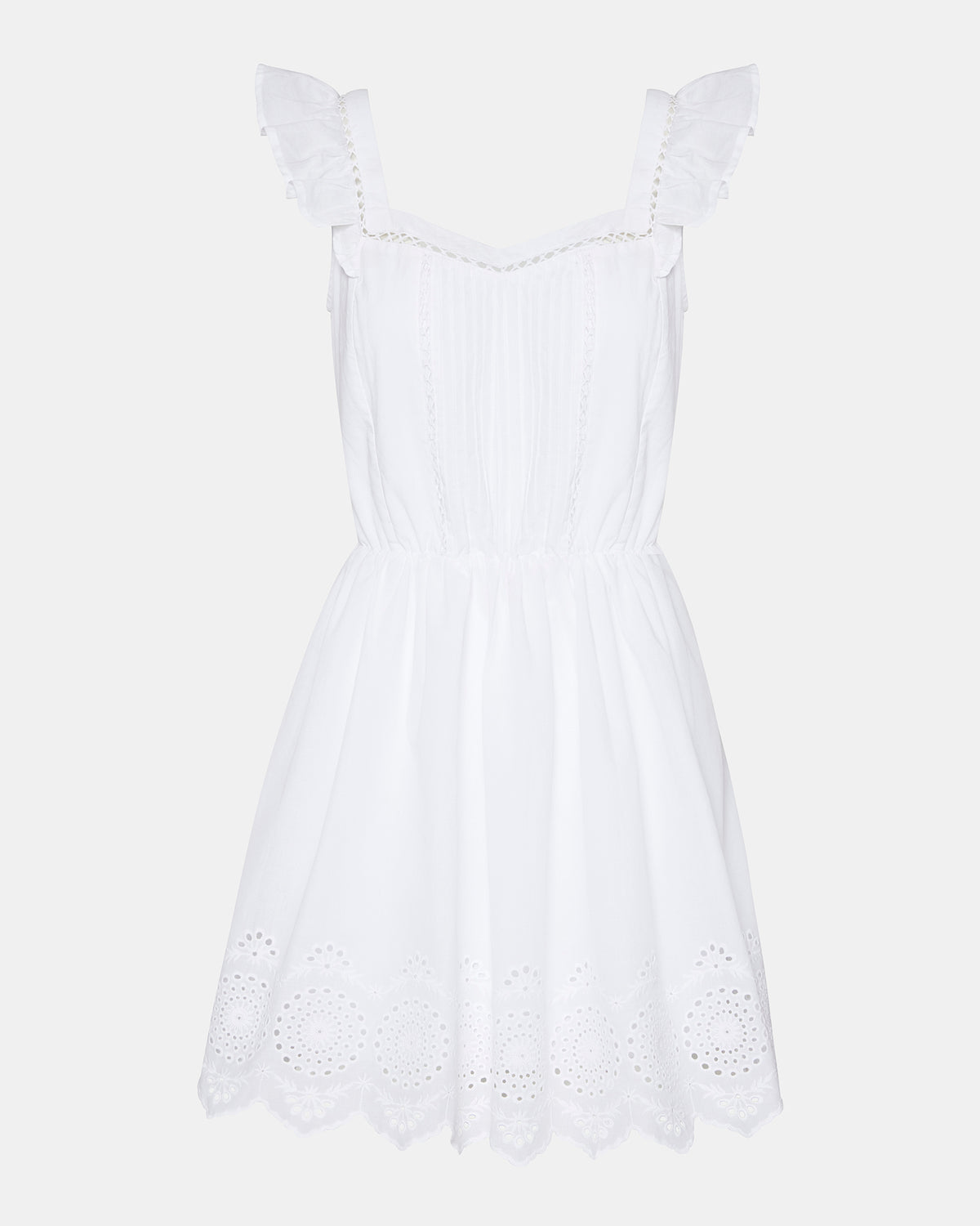 ASTRA Dress White | Women's Eyelet Trim Mini Dress