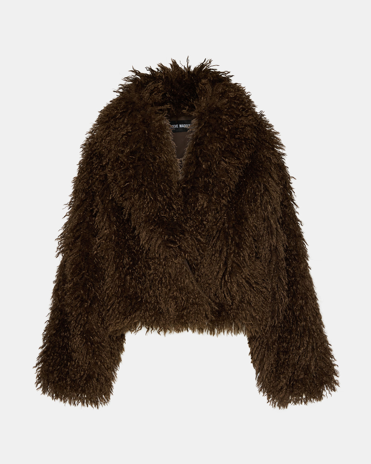 INAYA Dark Espresso Long-Sleeved Faux Fur Shaggy Women's Coat