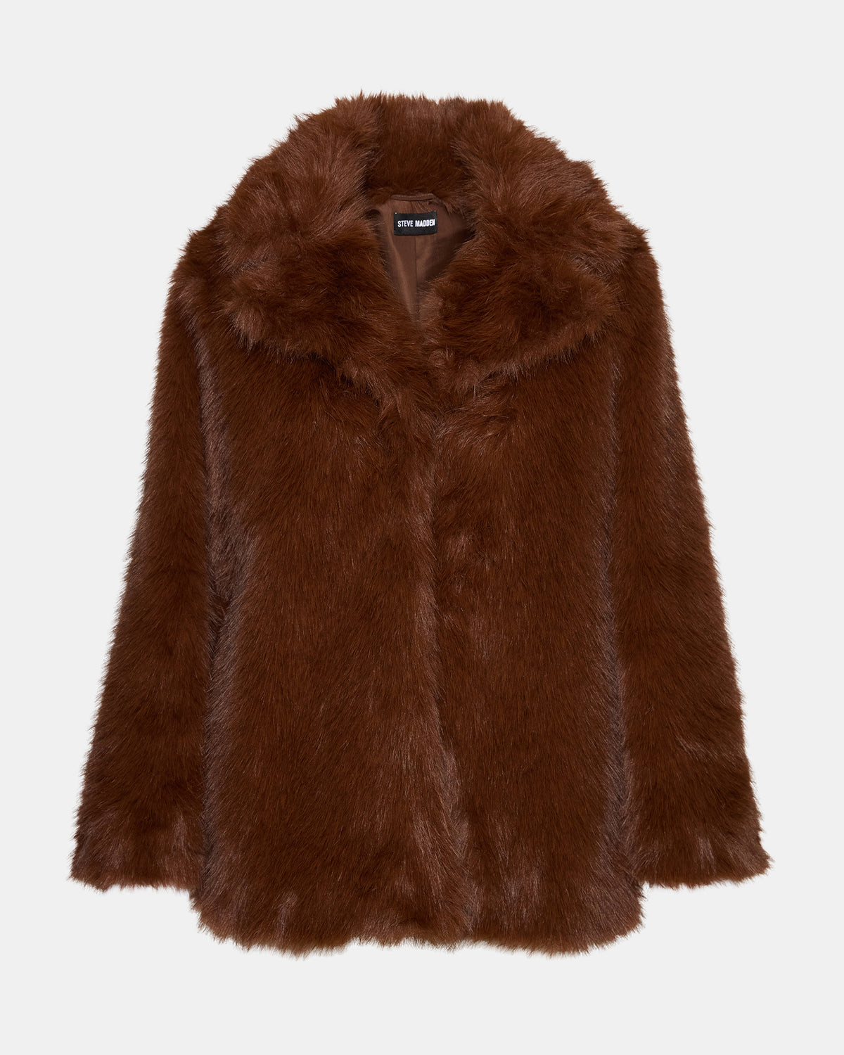 KINDRA Brown Faux Fur Collared Women's Coat