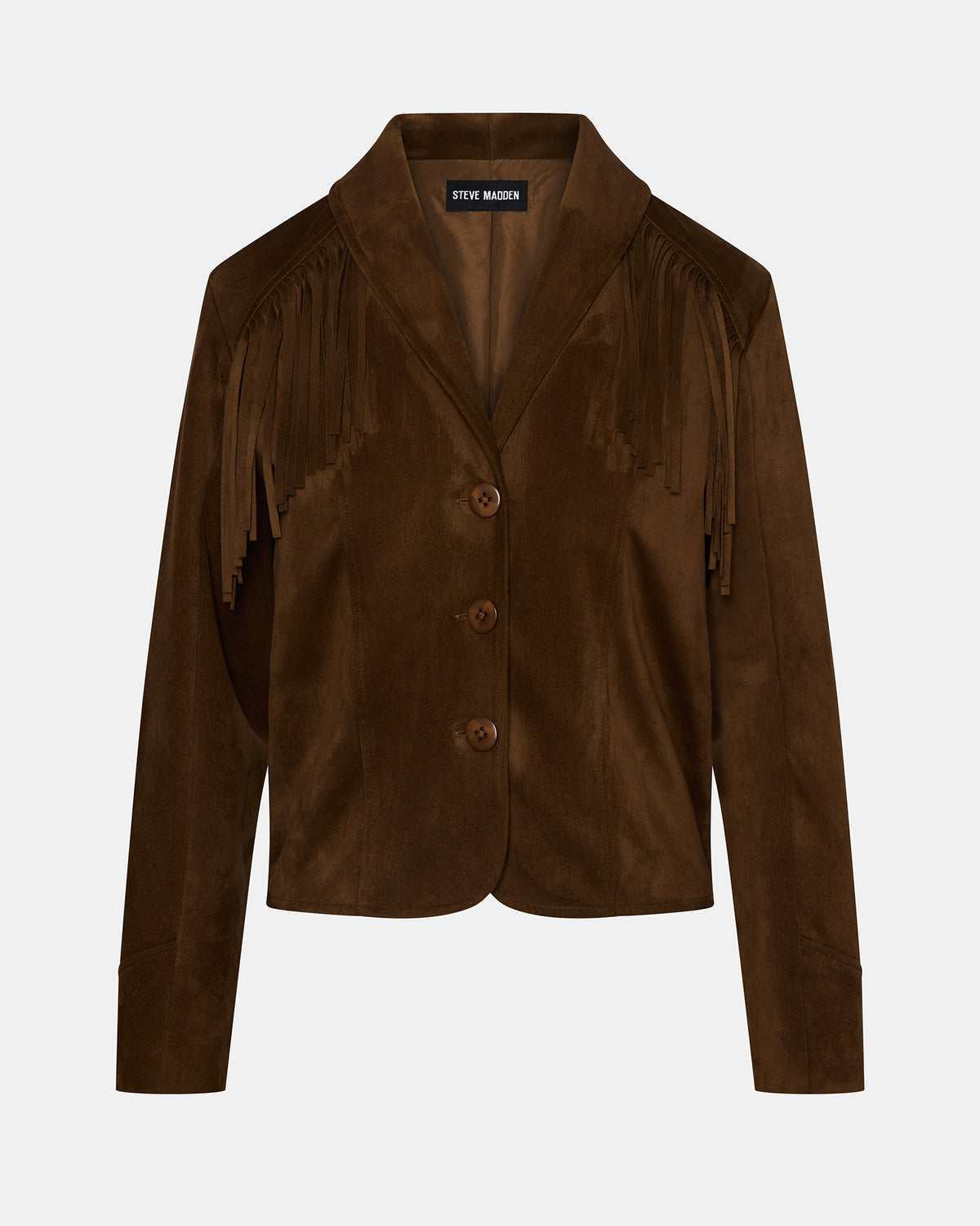 DALLAS Chestnut Long-Sleeved Button-Up Fringe Women's Jacket