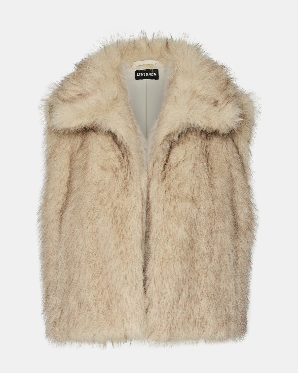 SAFIRA Natural Faux Fur Sleeveless Collared Women's Vest