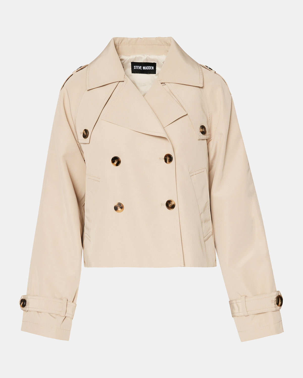 SIRUS Khaki Women's Cropped Denim Trench Coat