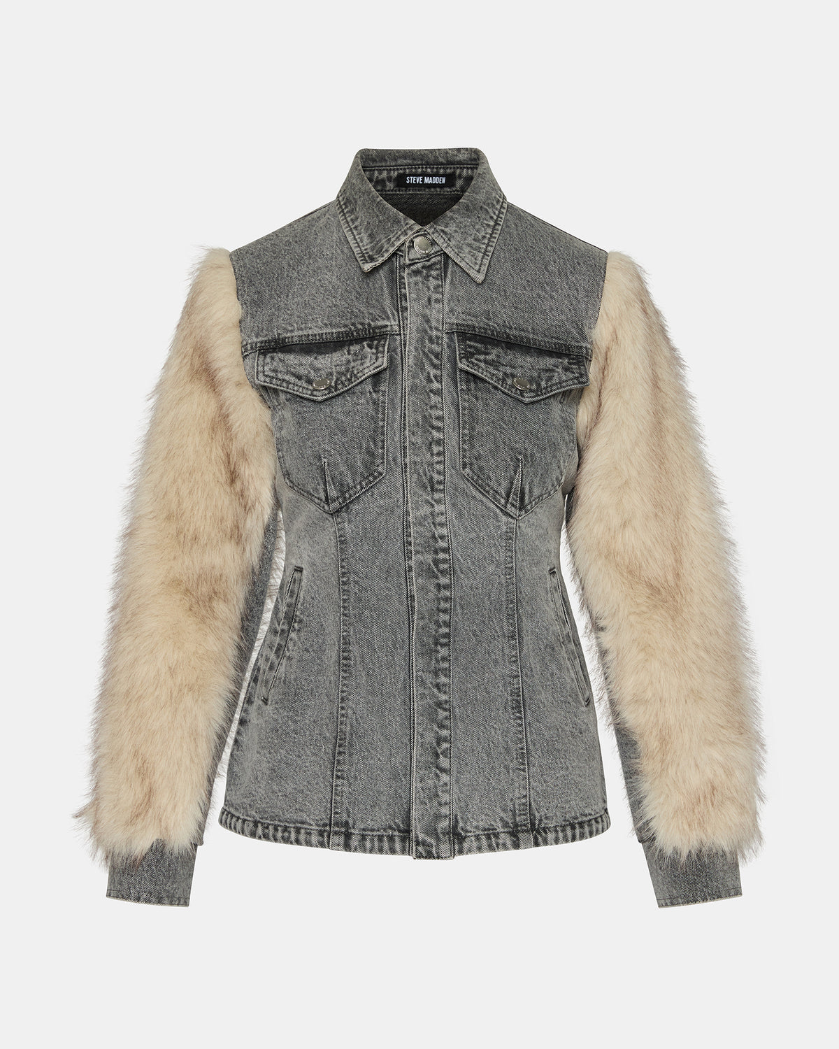 PARKER Fog Faux Fur Long-Sleeved Button-Up Denim Women's Jacket