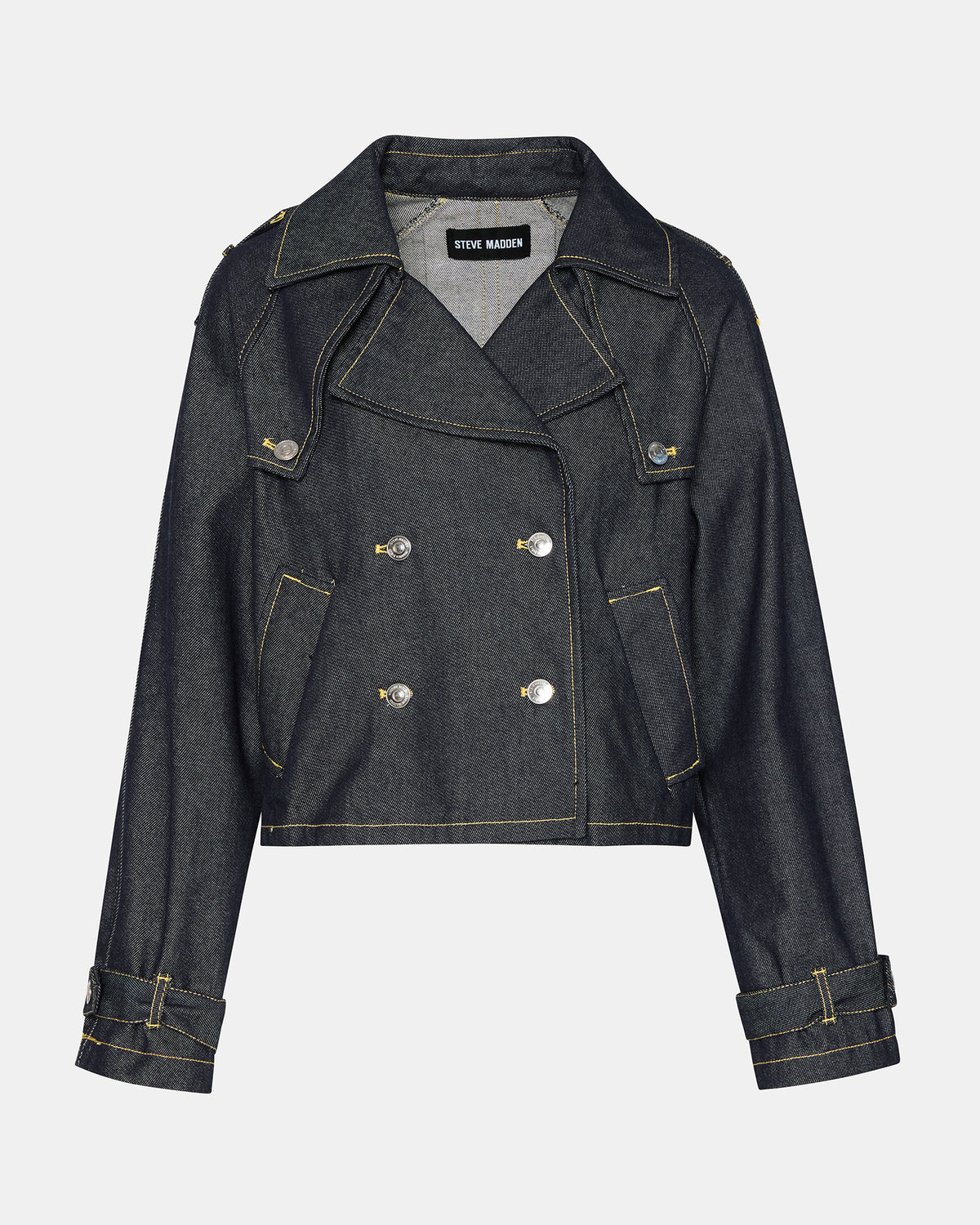 SIRUS Indigo Women's Cropped Denim Trench Coat