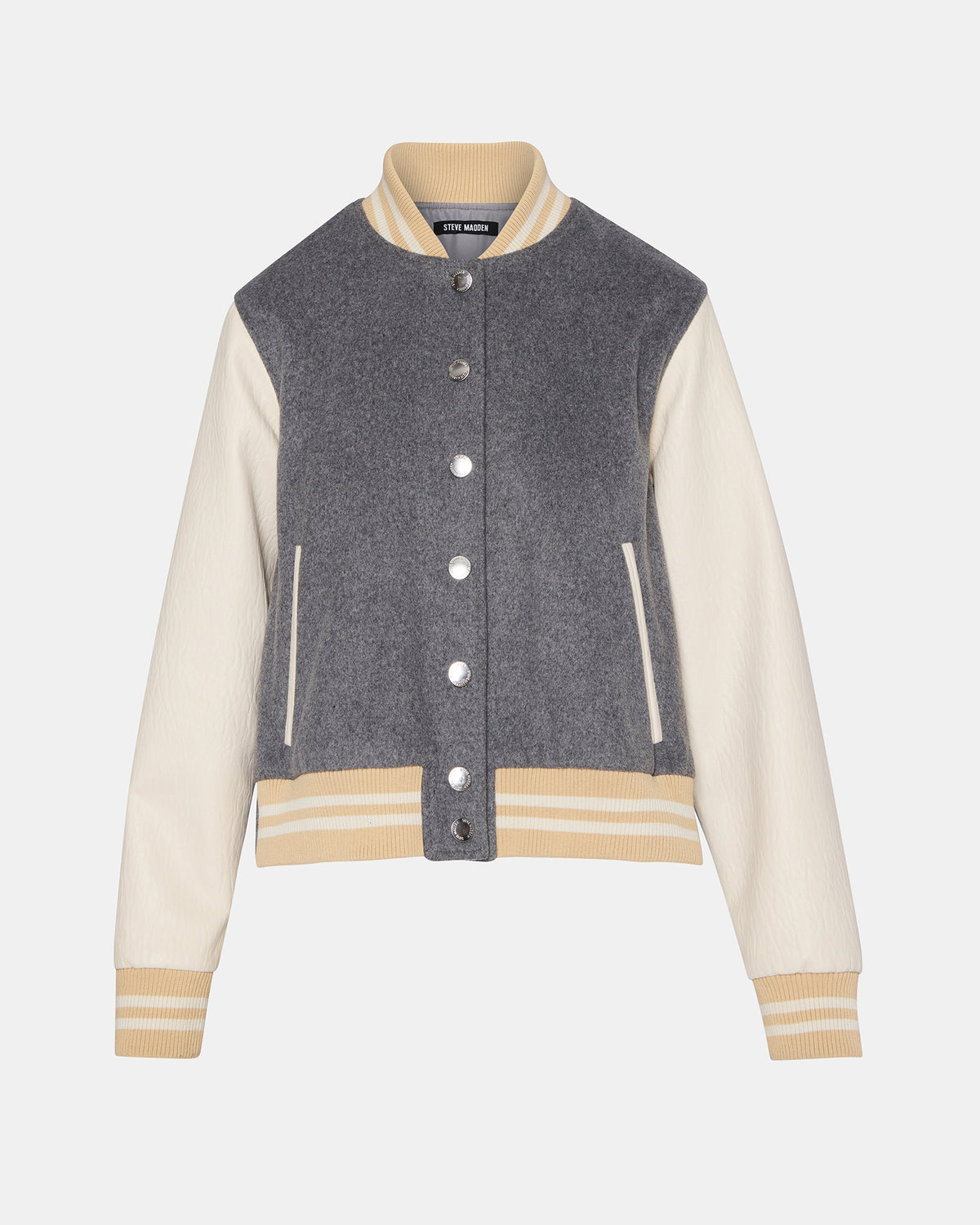 ROONEY Heather Grey Long-Sleeved Varsity Bomber Women's Jacket