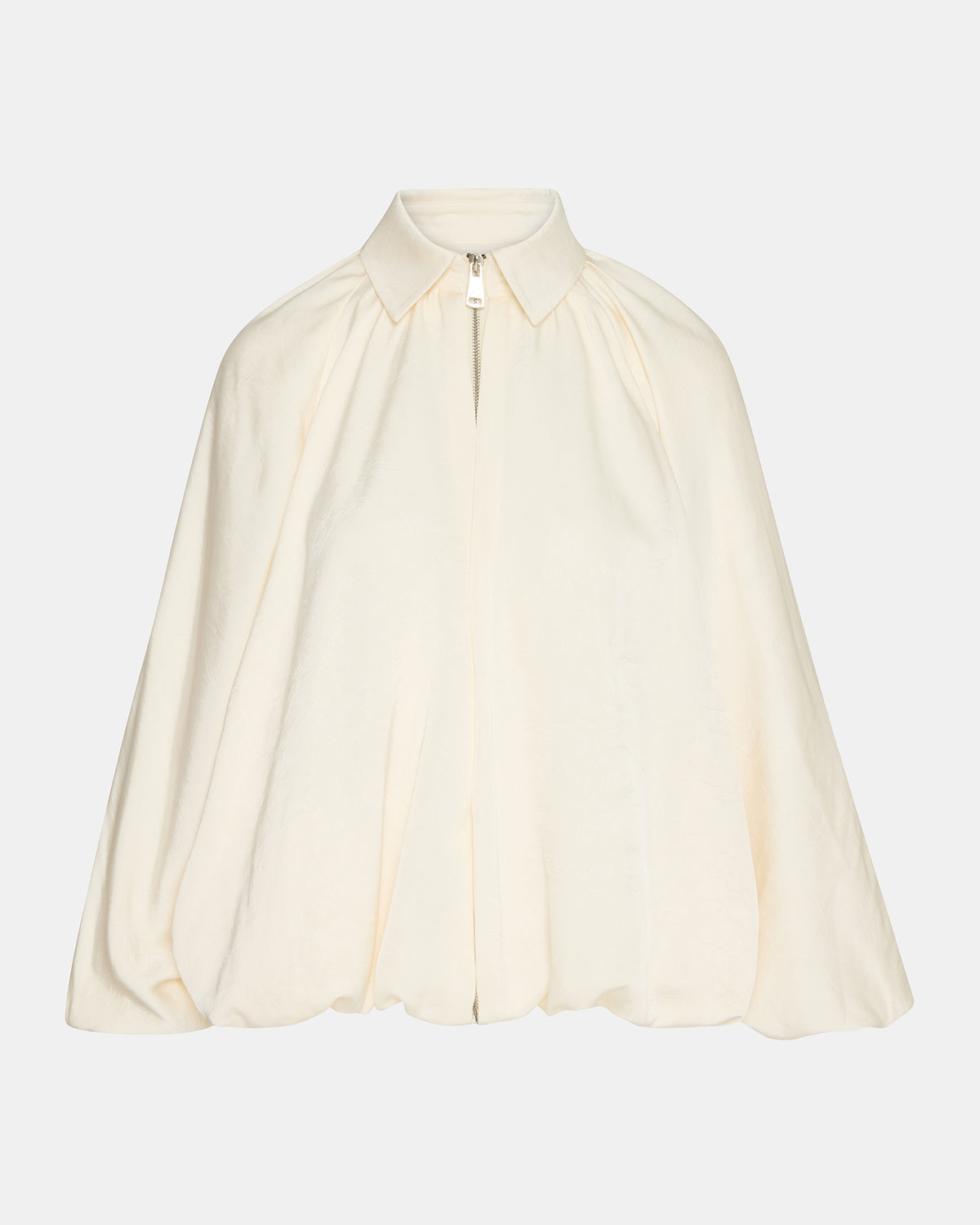 ASPEN Cream Long-Sleeved Zip-Up Puffed Bomber Women's Jacket