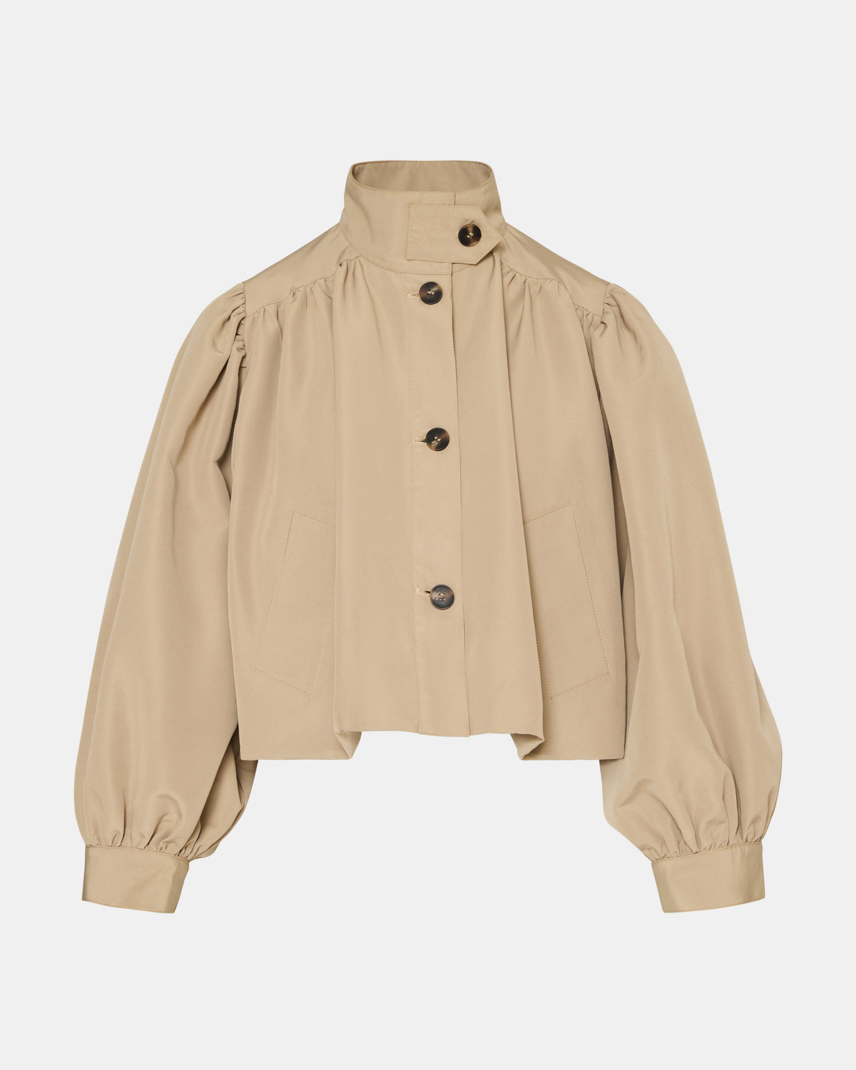 DEEDEE Tan Long-Sleeved Button-Up Collared Women's Jacket