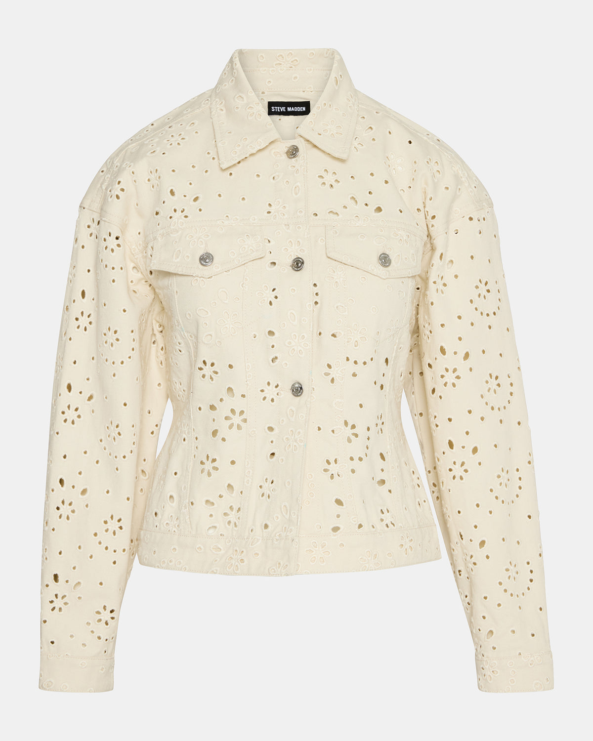 HENRIETTA Sea Mist Long-Sleeved Button-Up Eyelet Women's Jacket