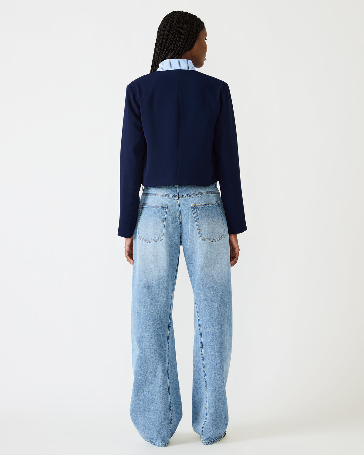 SERENEA Blazer Marine Long-Sleeved Open-Front Blazer