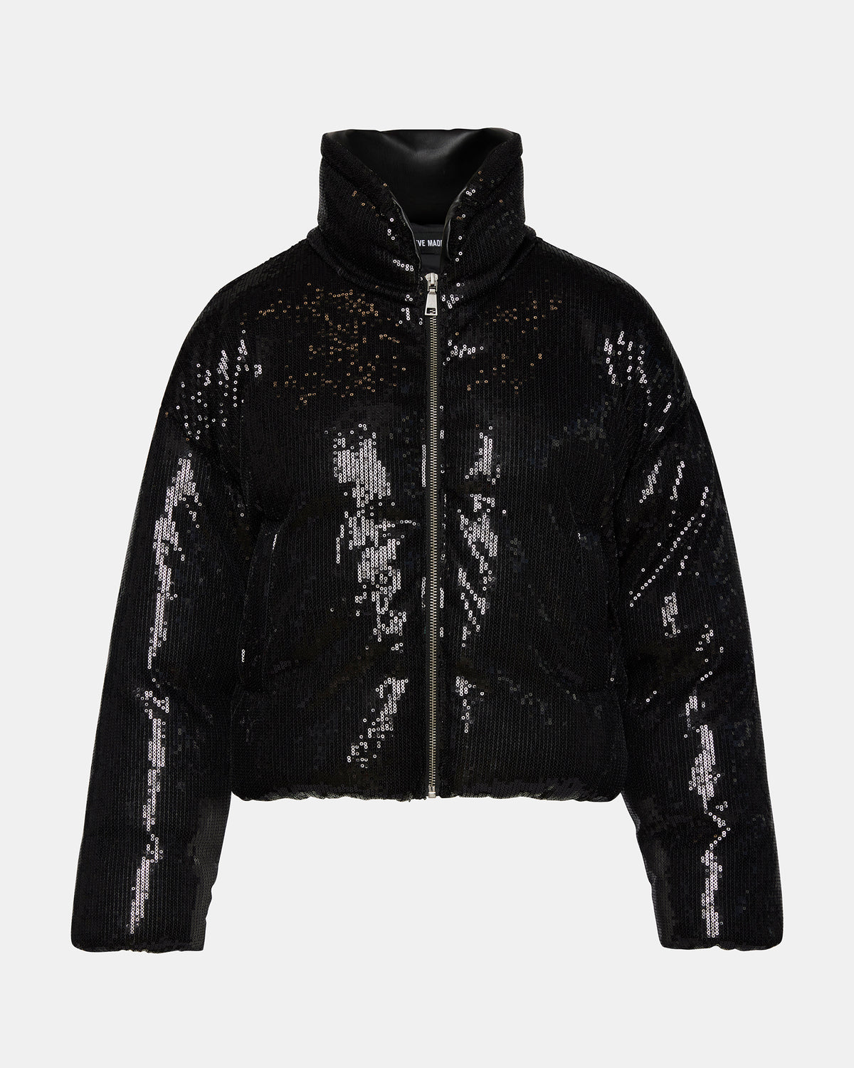 STRATTO Jacket Black | Women's Sequin Long-Sleeved Puffer Jacket