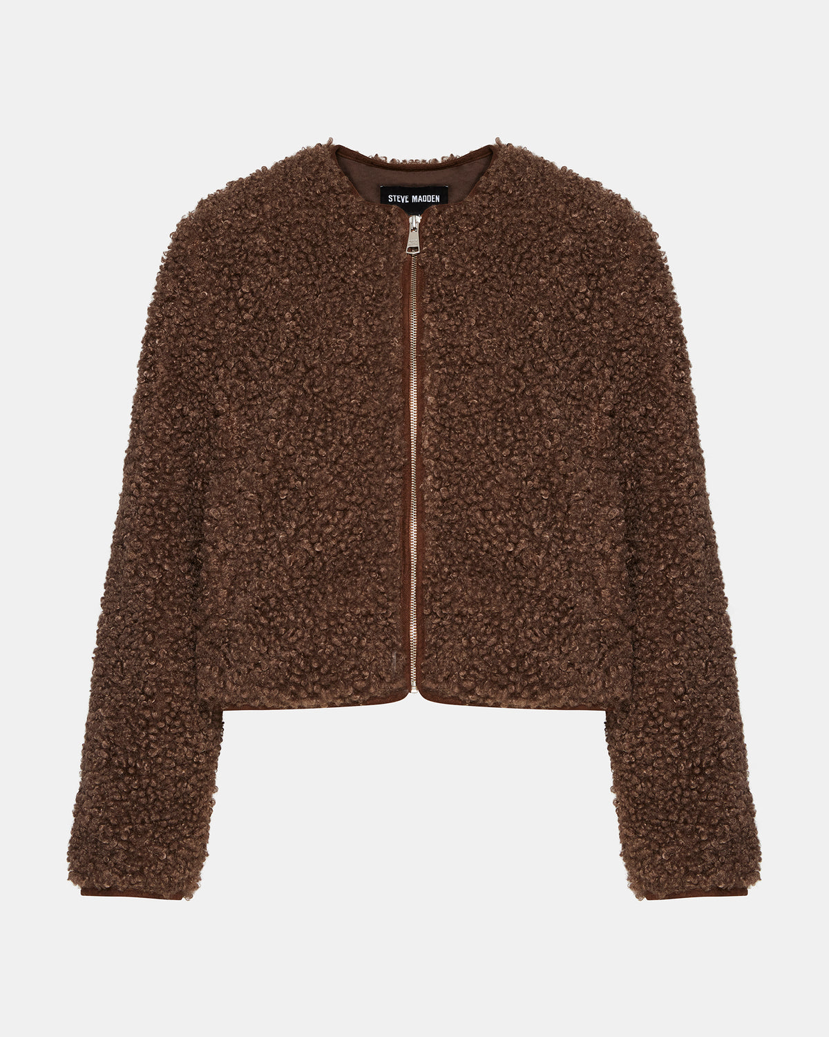 TEDDY Jacket Brown | Women's Collarless Sherpa Jacket