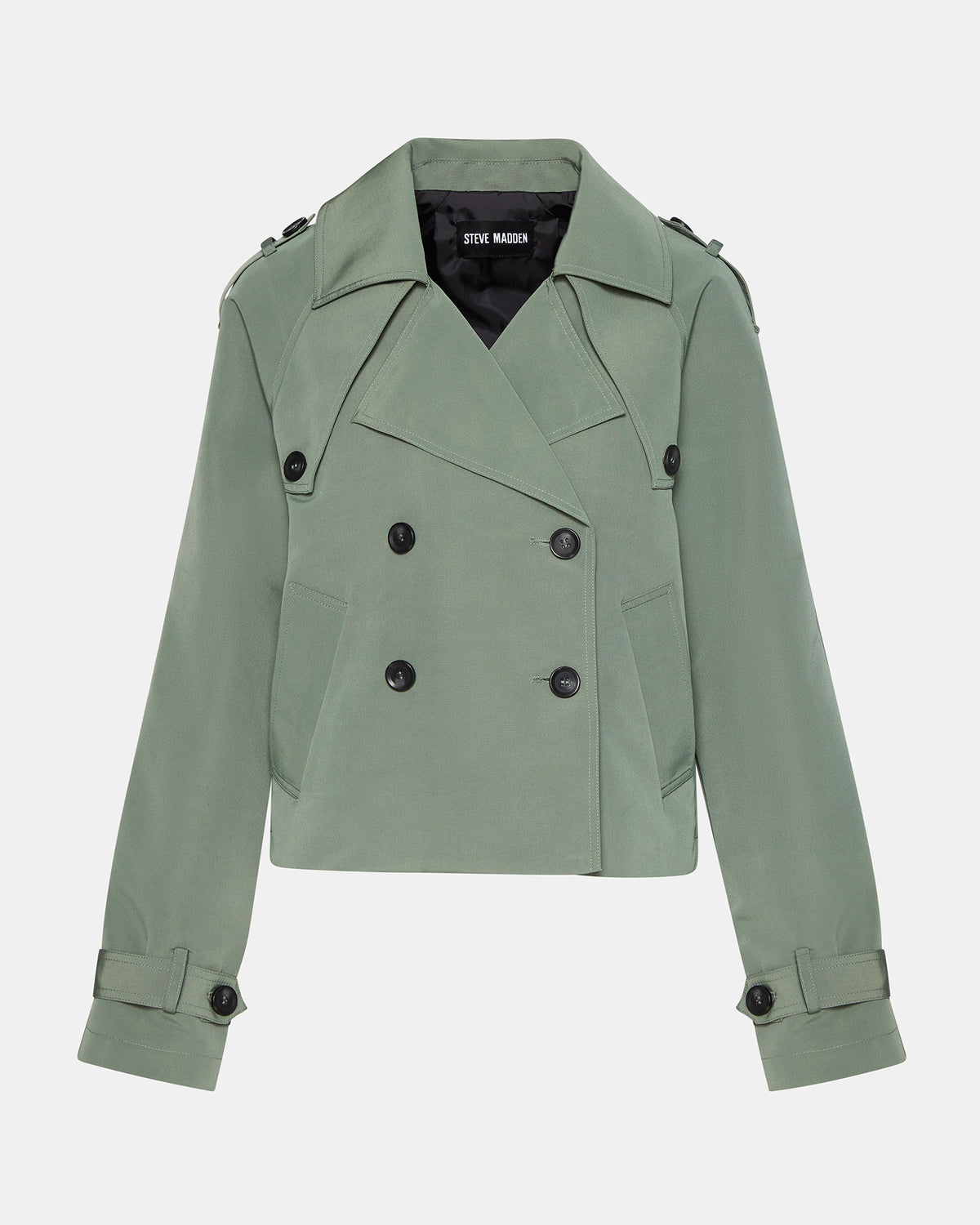 SIRUS Light Green Women's Cropped Denim Trench Coat