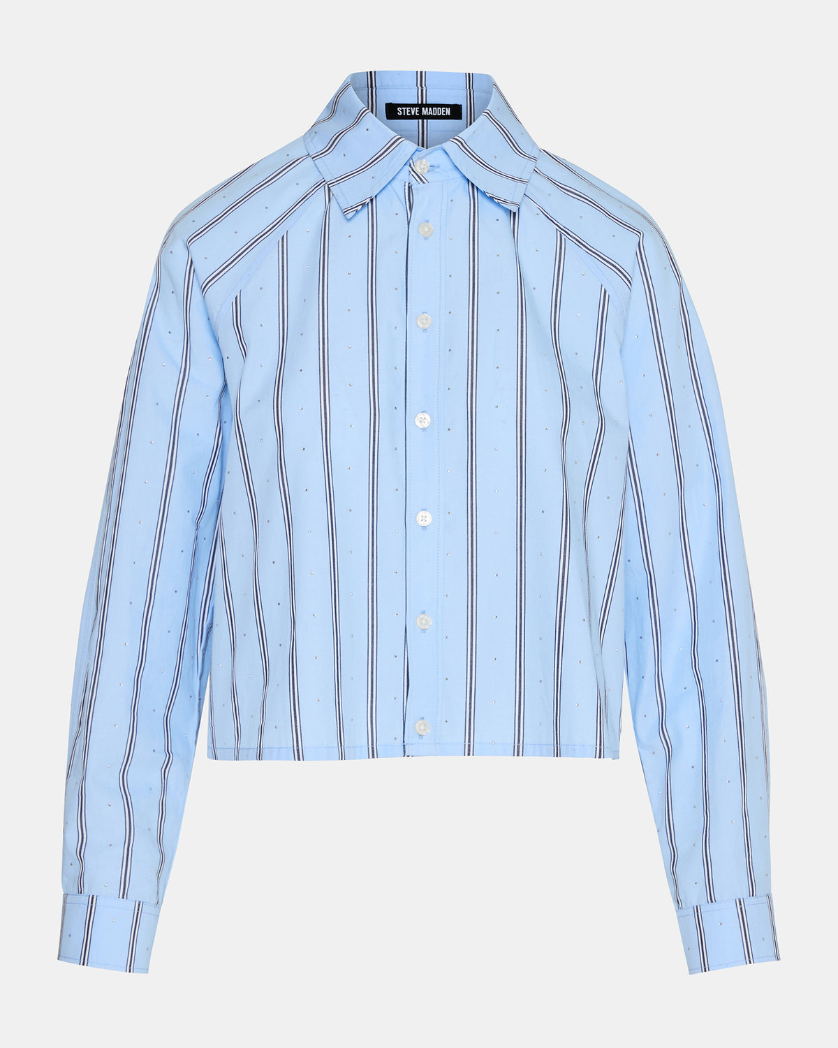 TESS Estate Blue Long-Sleeved Button-Up Women's Top