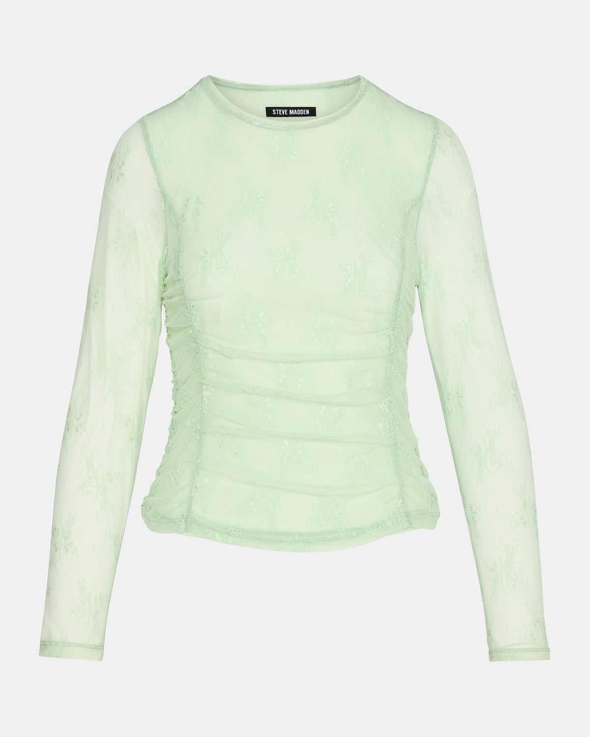 LUMA Bay Green Long-Sleeved Mesh Lace Women's Top