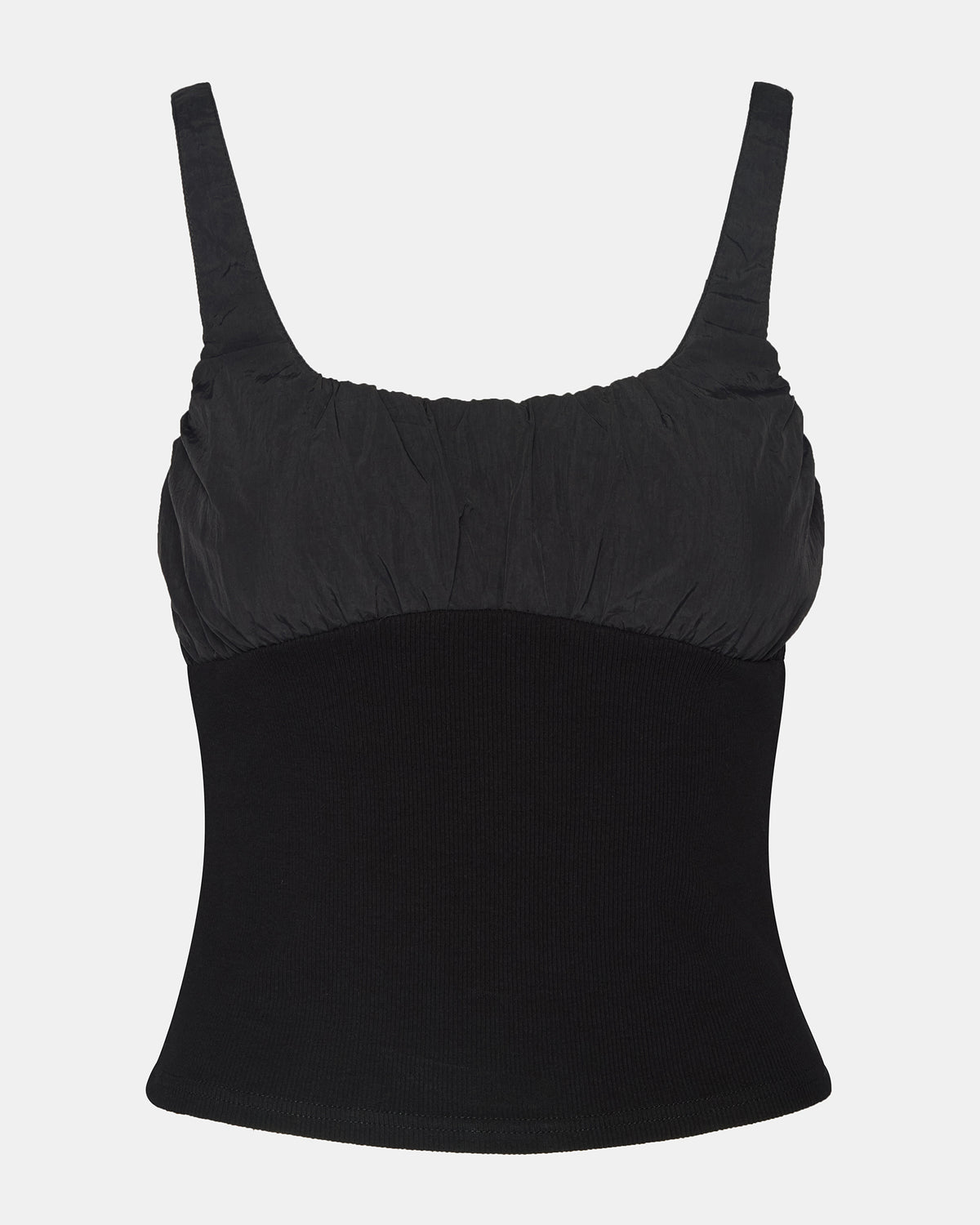 LUANA Black Pull-Over Ruched Tank Top