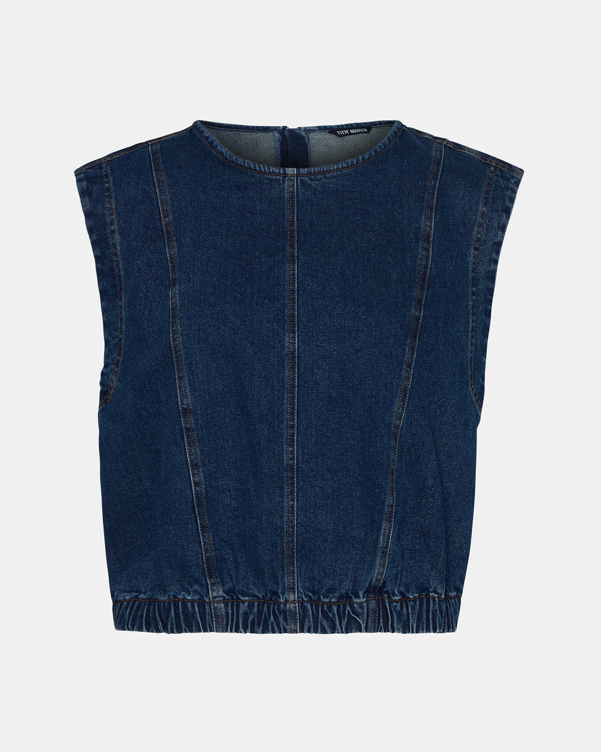 LEILA Denim Dark Blue Sleeveless Zipper Detail Women's Top