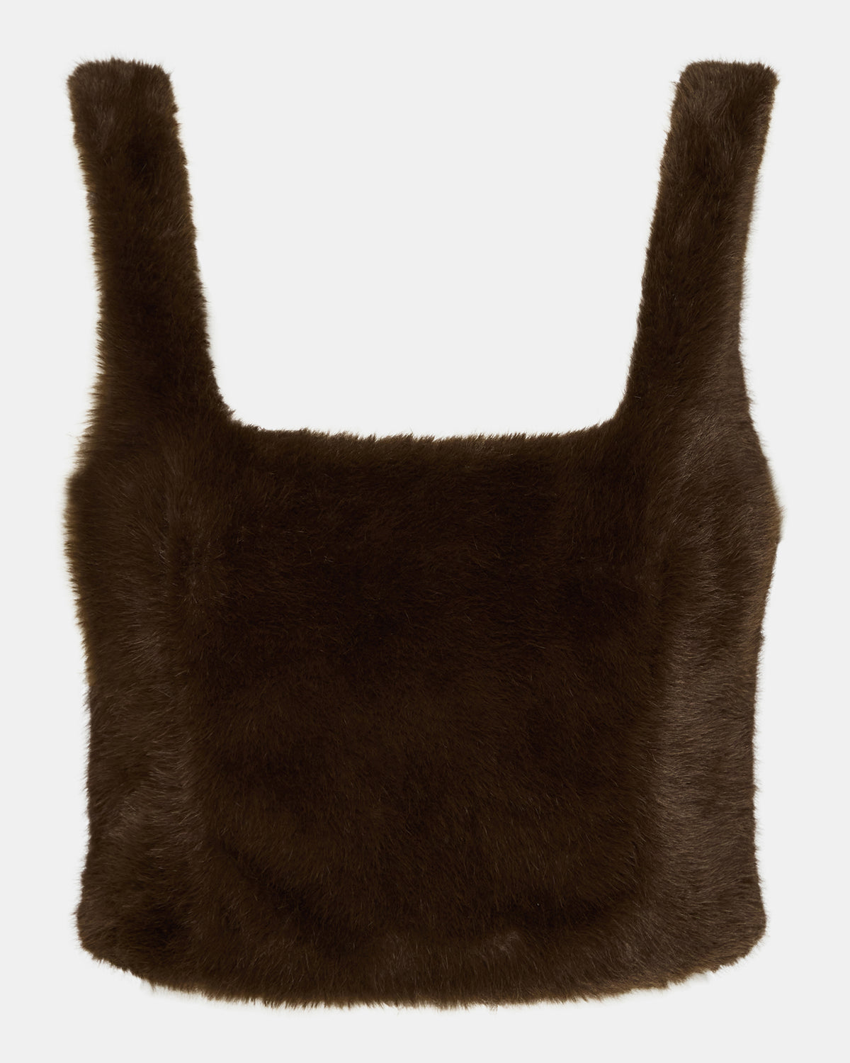 HANNIA Faux Fur Dark Espresso Cropped Women's Top