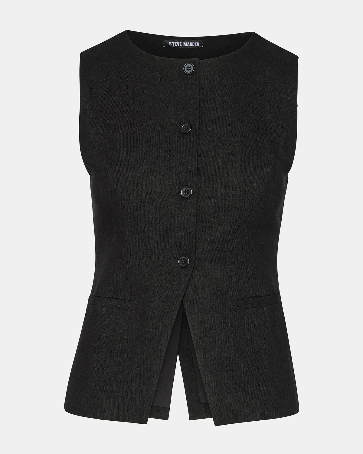 WESLEY Top Black Button-Up Vest Top Steve Madden BLACK