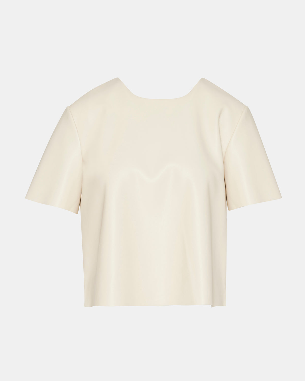 EZRA Bone Women's Short Sleeve Faux Leather Top