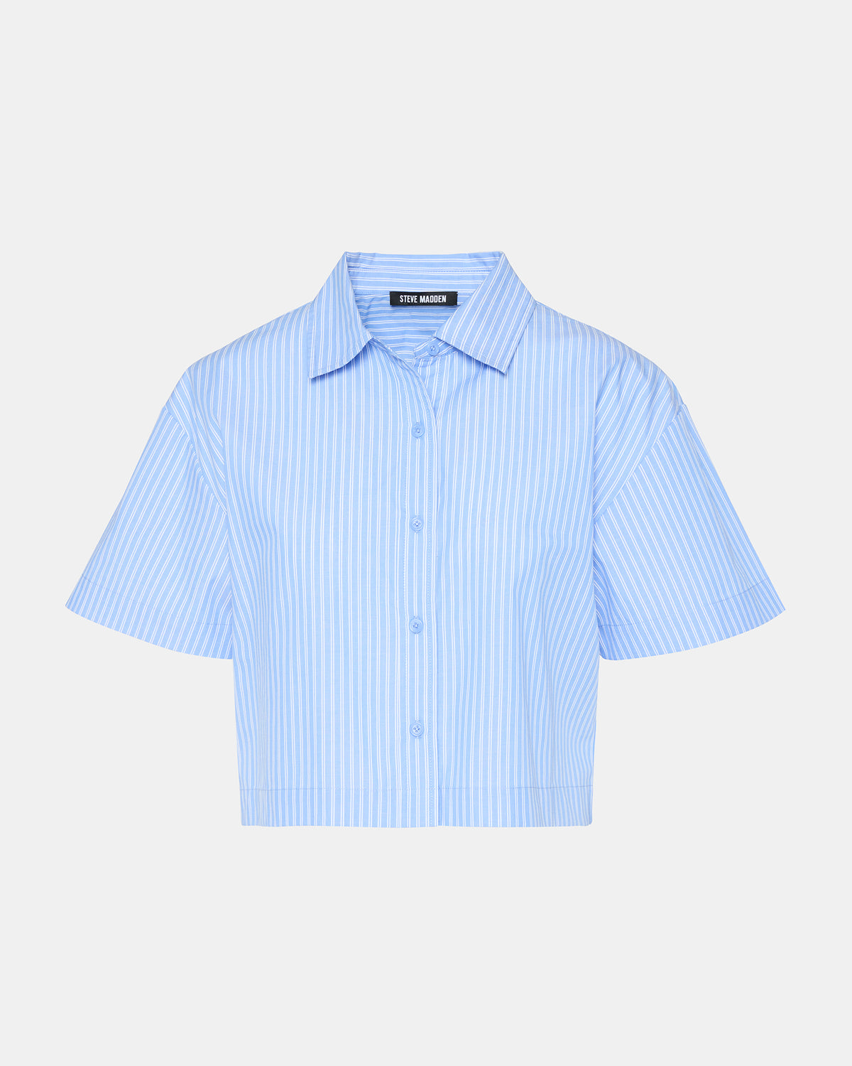 TULA Blue/White Women's Collared Button-Up Pinstripe Top