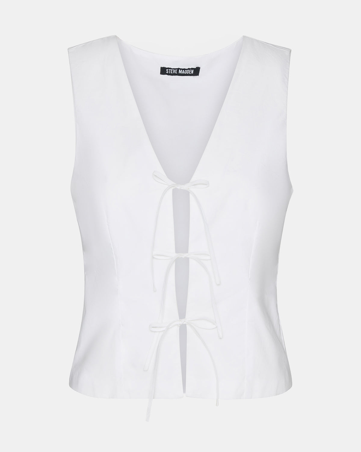 ALIZA White Women's Bow Tie-Front Top