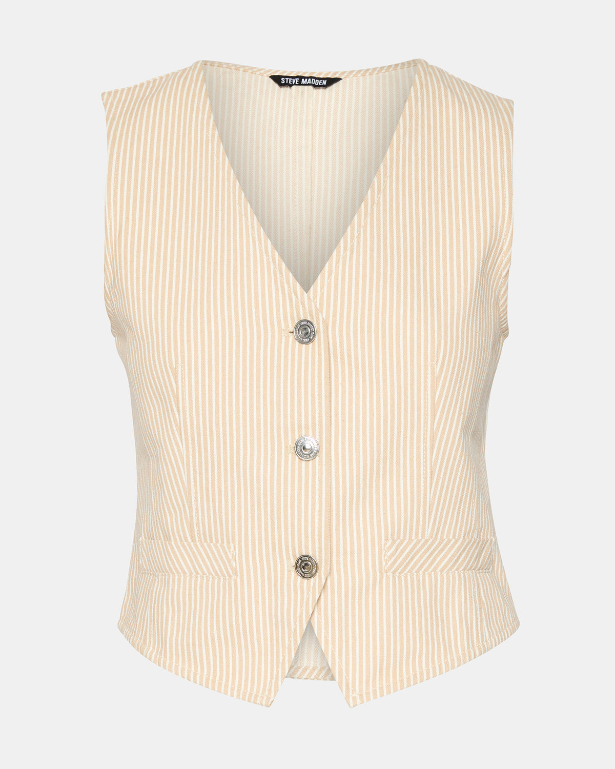 SELENE Khaki Women's Button-Up Sleeveless Fabric Vest Top