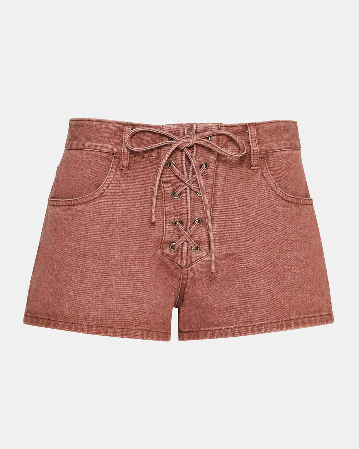 CALLISTO Rust Lace-Up Denim Women's Shorts