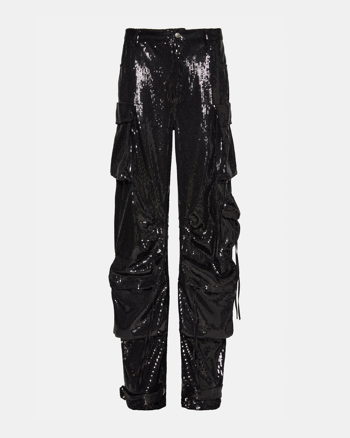 DUO Black Sequin Women's Utility Cargo Pants Steve Madden BLACK