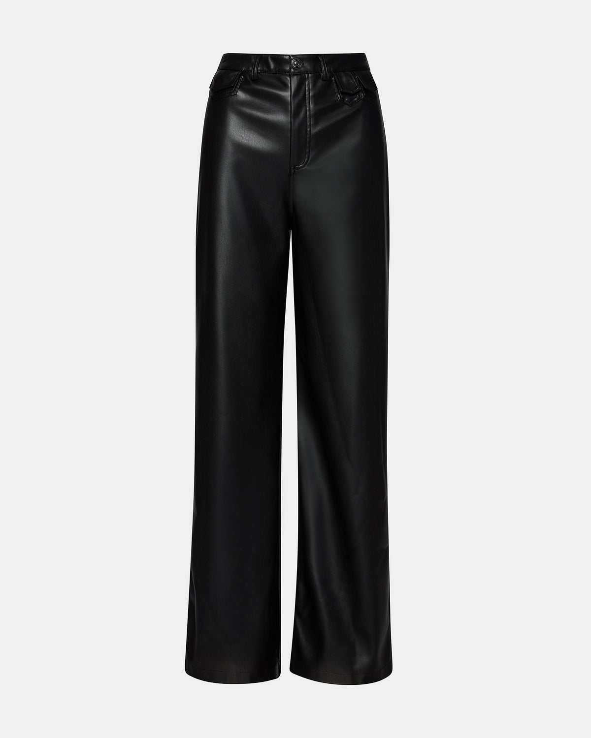GERALDINE Black Faux Leather Straight-Leg Women's Pants