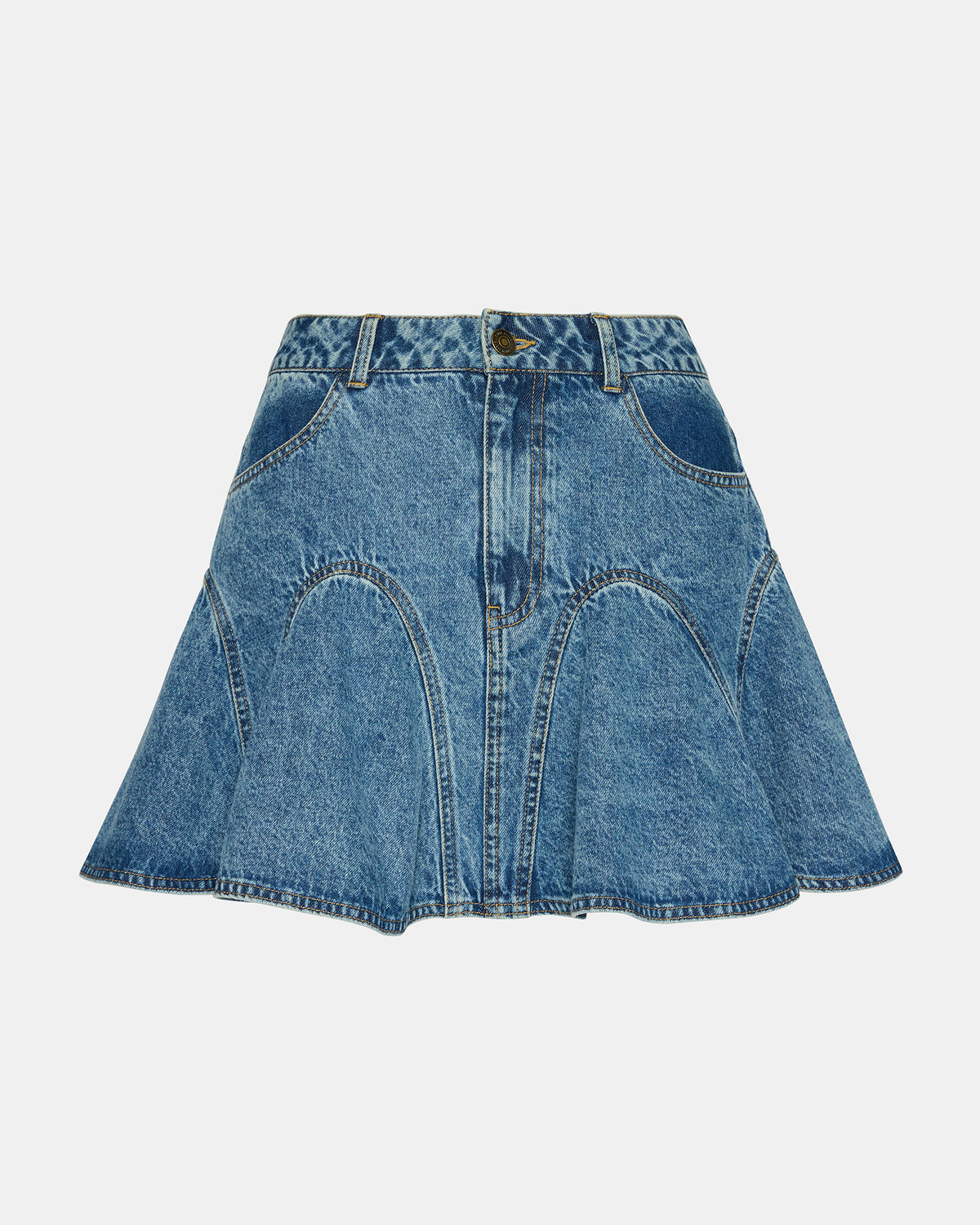 MELANY Forever Blue Denim Pleated Mini Women's Skirt