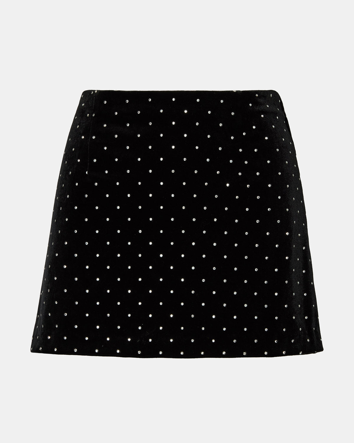 CINDI Black Studded Velvet Rhinestone Embellished Women's Skirt